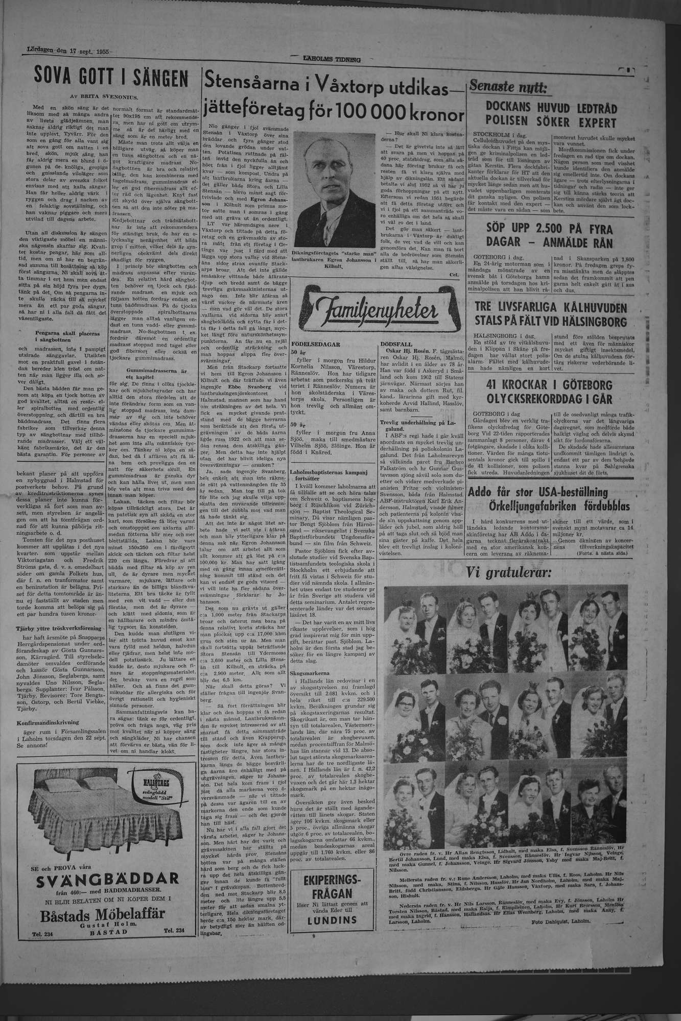 Laholms Tidning Lördag 17 september 1955, sida 3