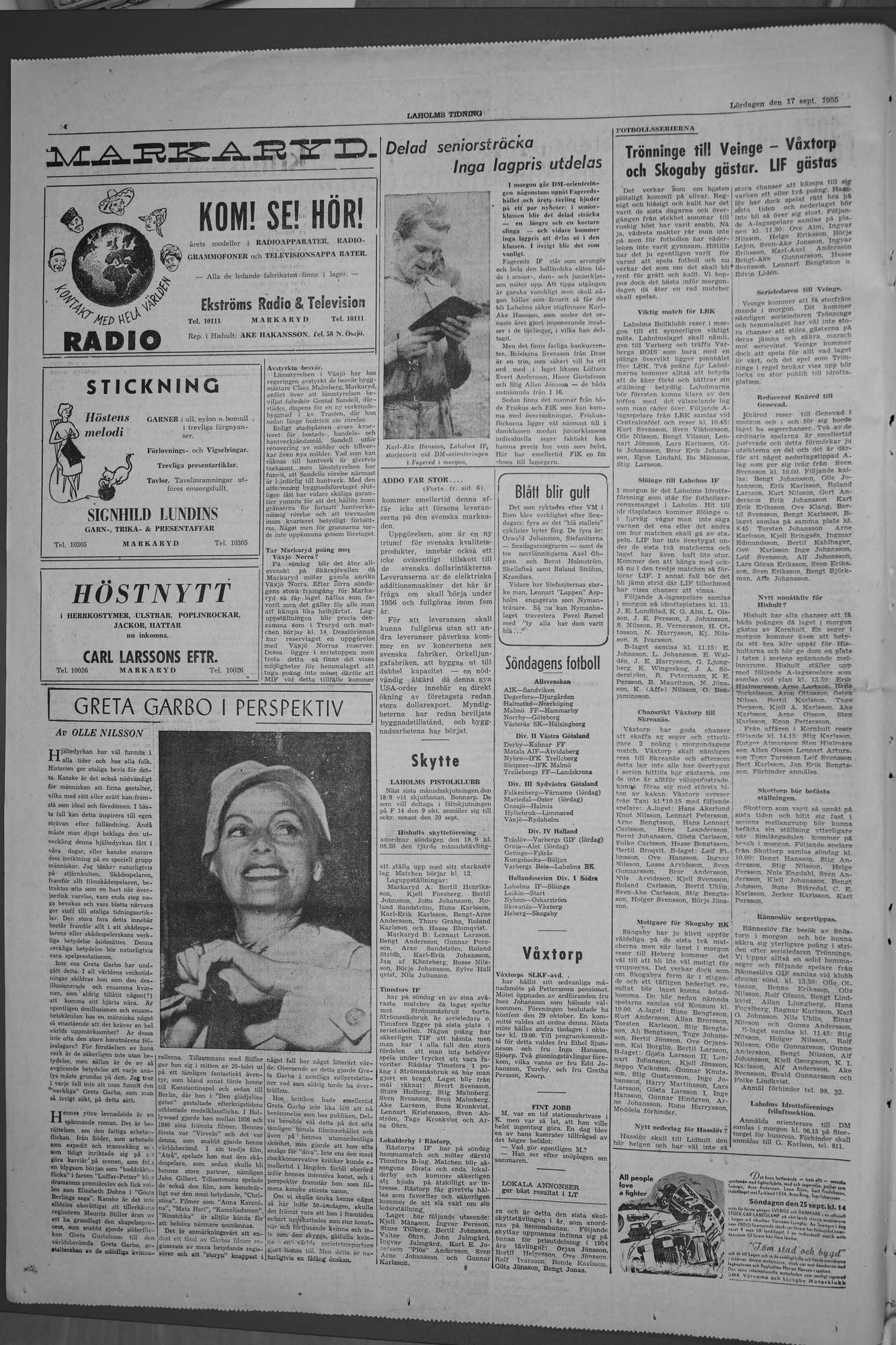 Laholms Tidning Lördag 17 september 1955, sida 4