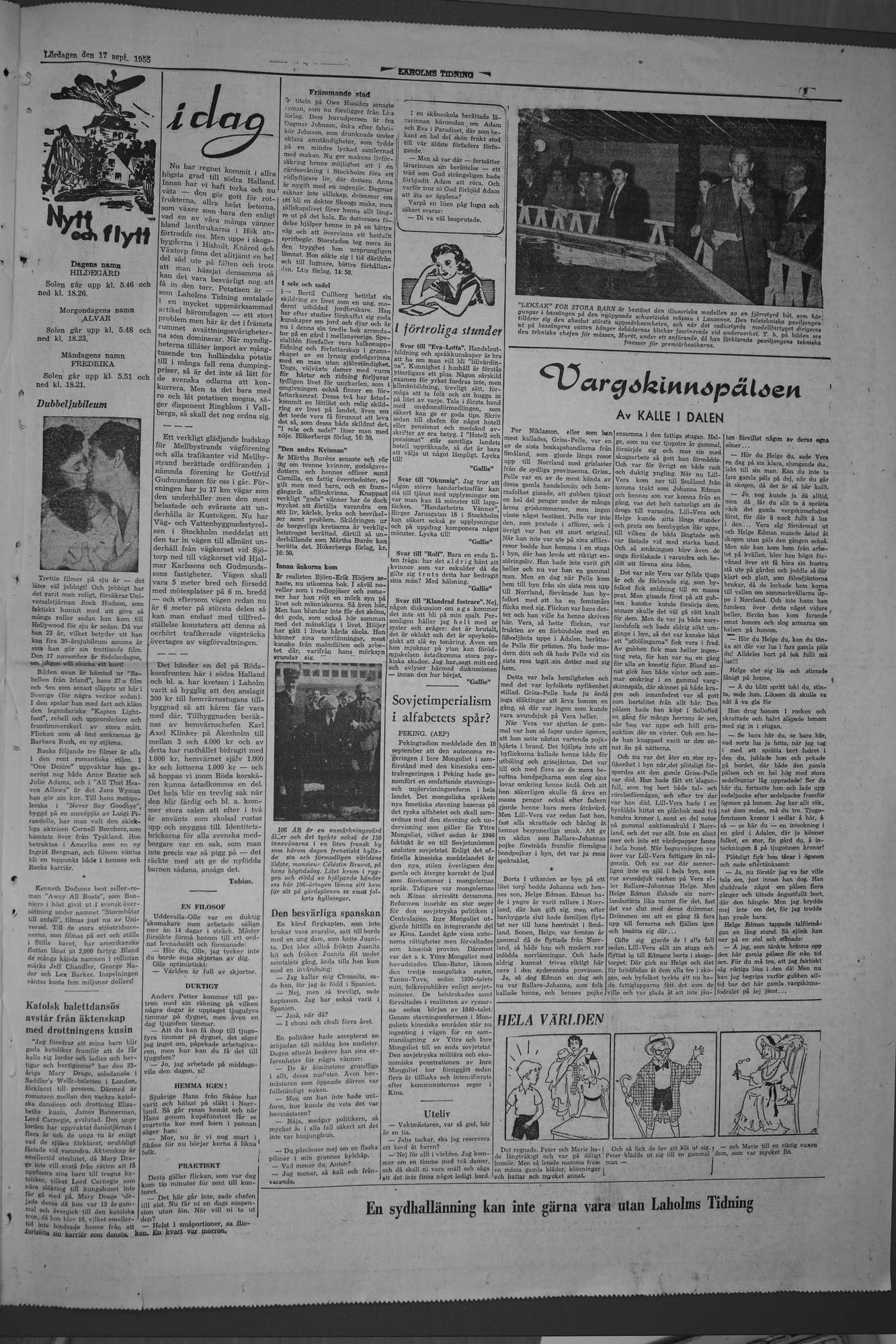 Laholms Tidning Lördag 17 september 1955, sida 7