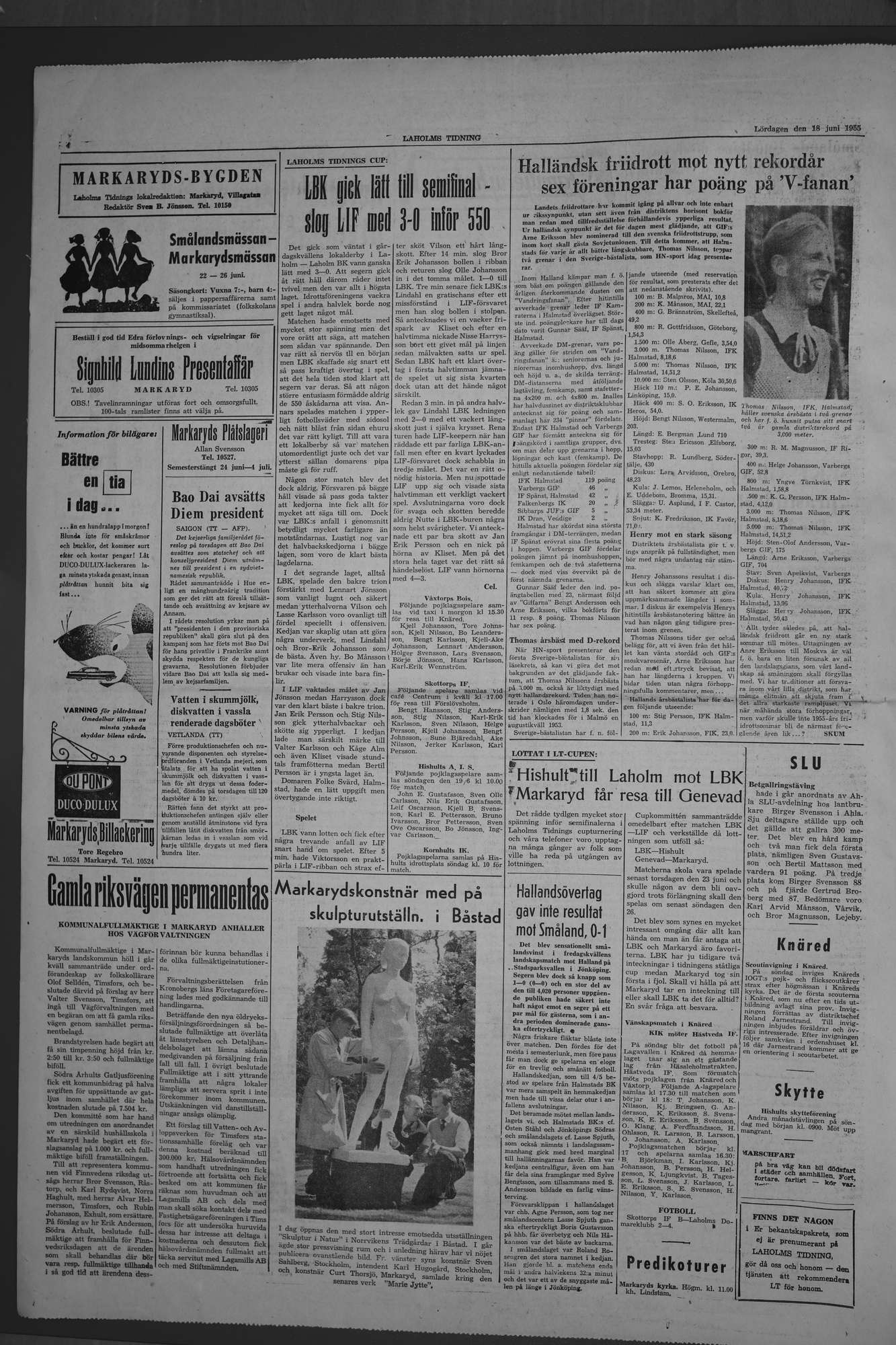 Laholms Tidning Lördag 18 juni 1955, sida 4