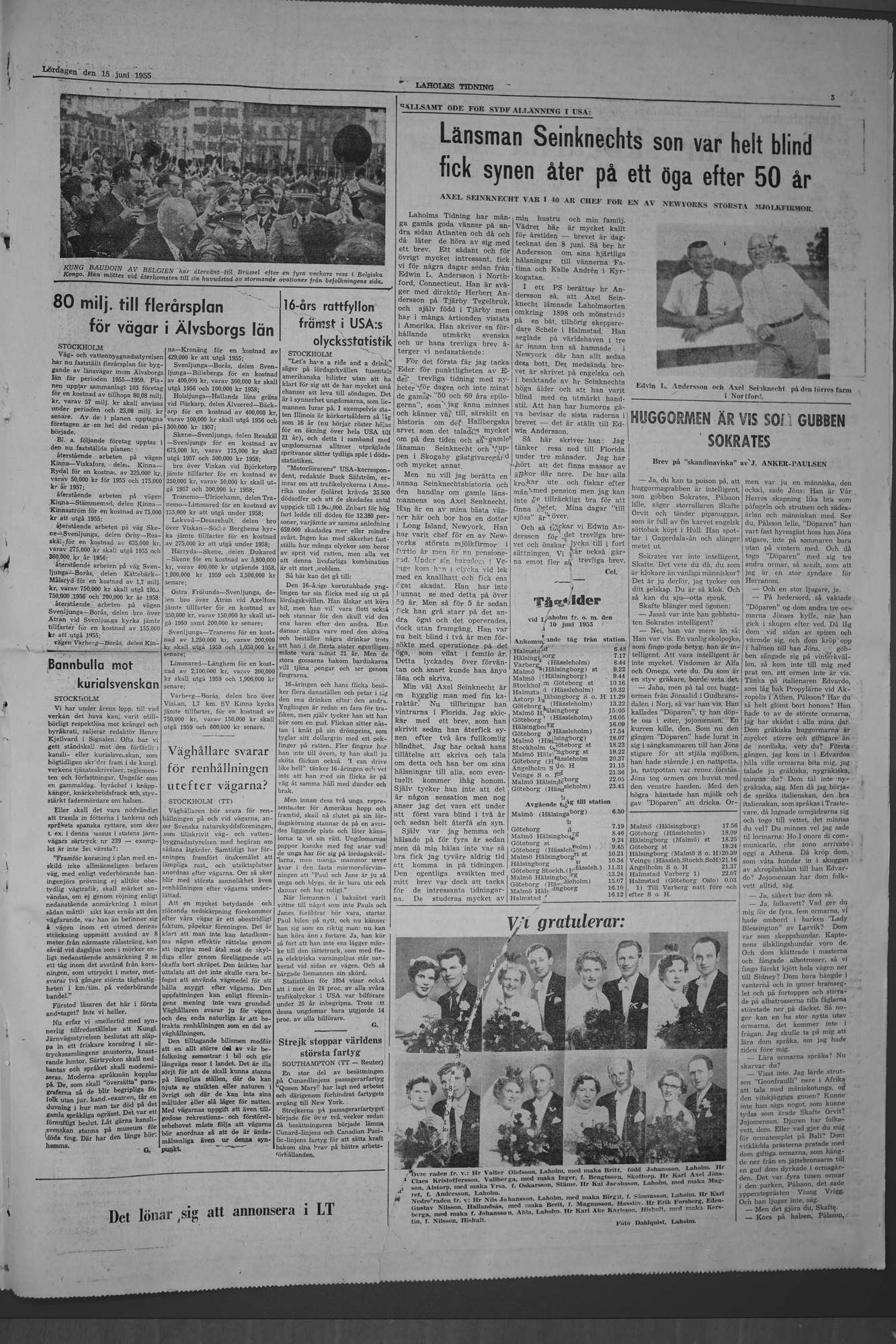 Laholms Tidning Lördag 18 juni 1955, sida 5