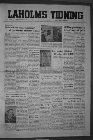 Förstasidan, Onsdag 18 maj 1955
