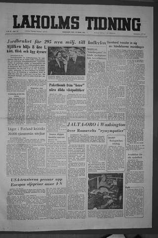 Förstasidan, Fredag 18 mars 1955