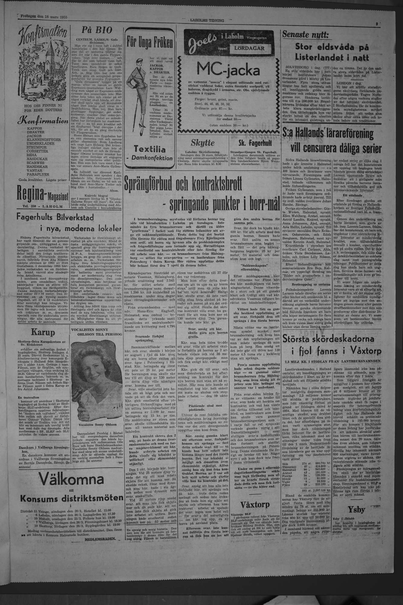 Laholms Tidning Fredag 18 mars 1955, sida 3