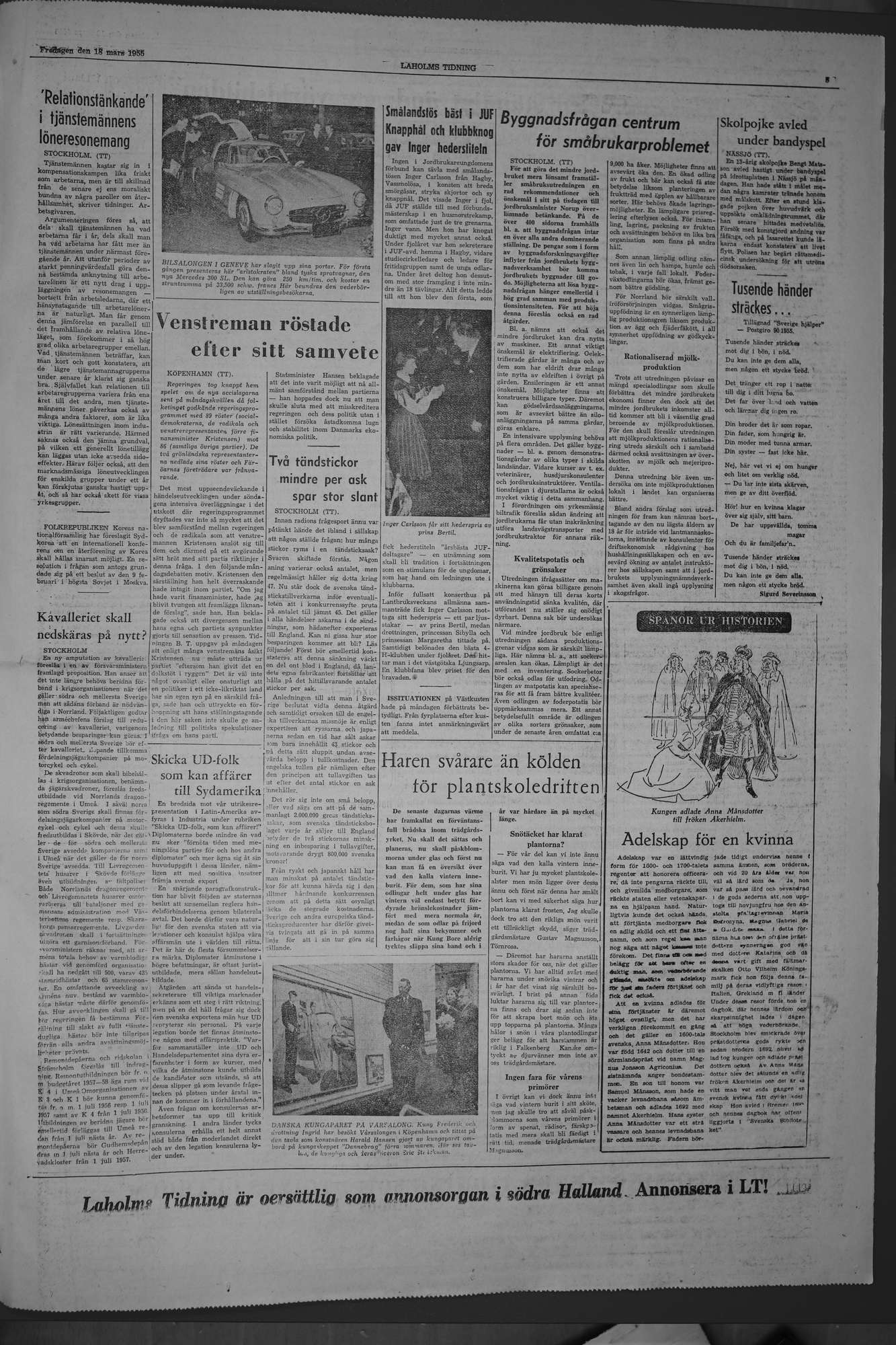 Laholms Tidning Fredag 18 mars 1955, sida 5