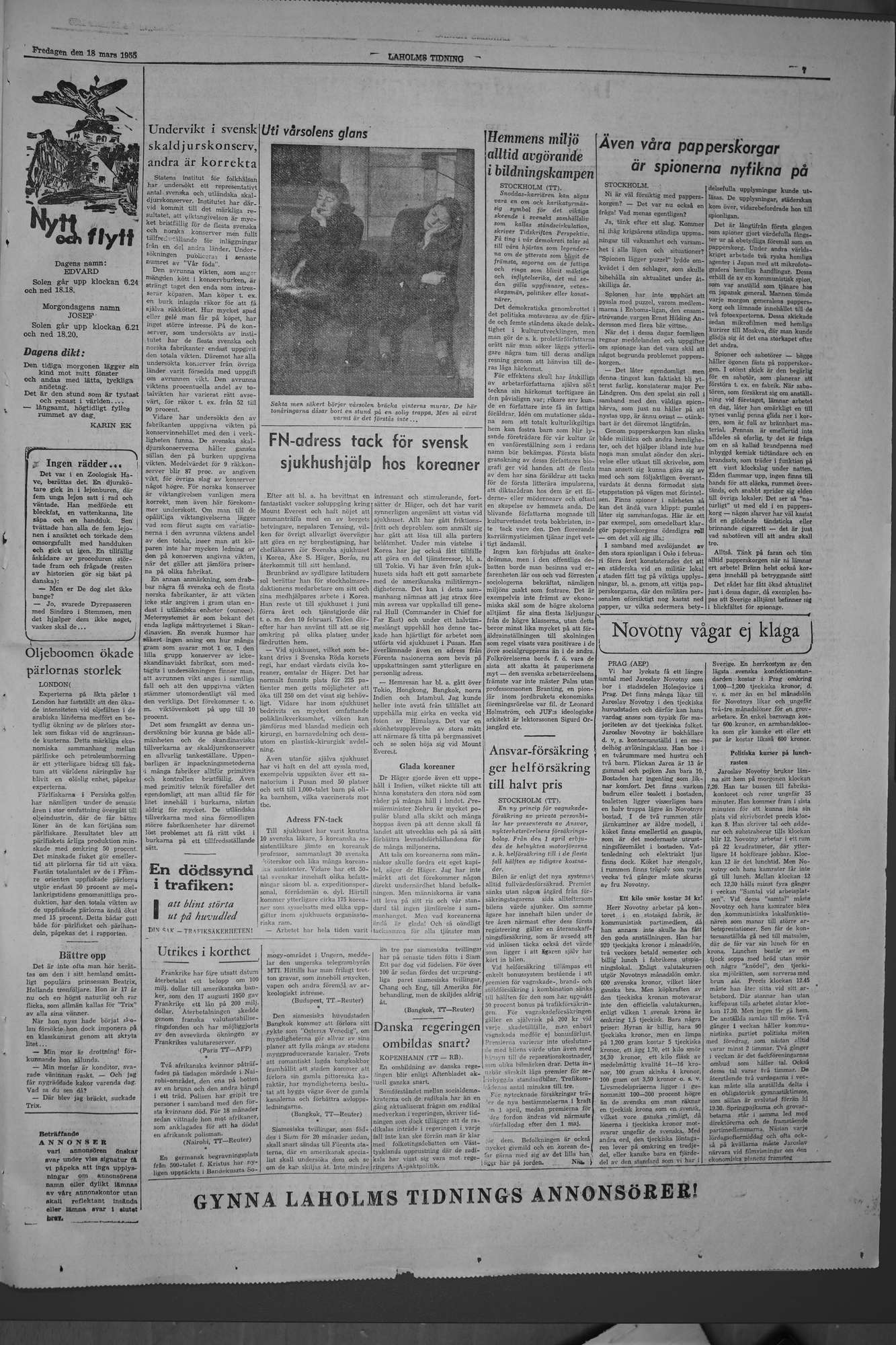 Laholms Tidning Fredag 18 mars 1955, sida 7