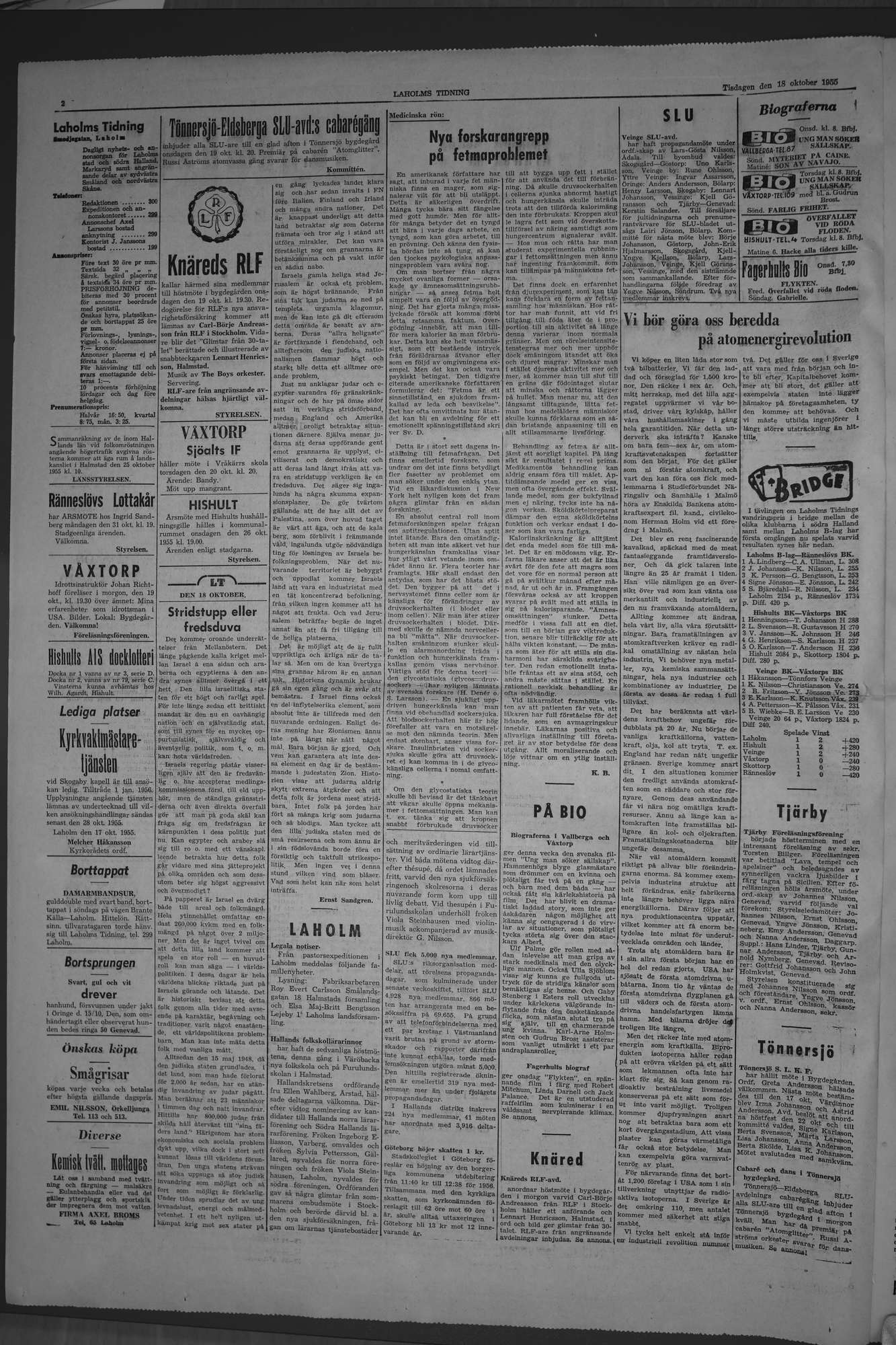 Laholms Tidning Tisdag 18 oktober 1955, sida 2