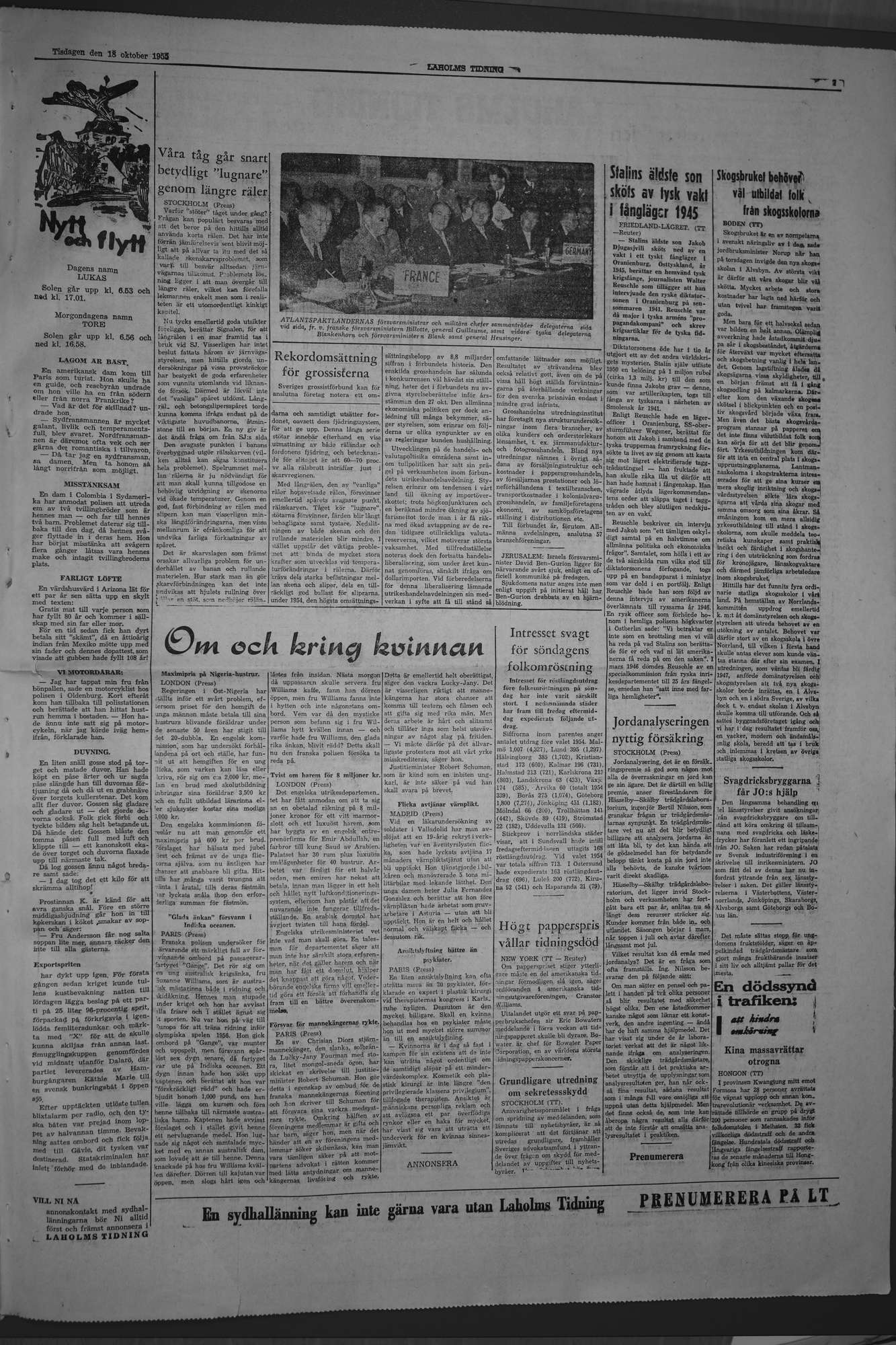 Laholms Tidning Tisdag 18 oktober 1955, sida 5