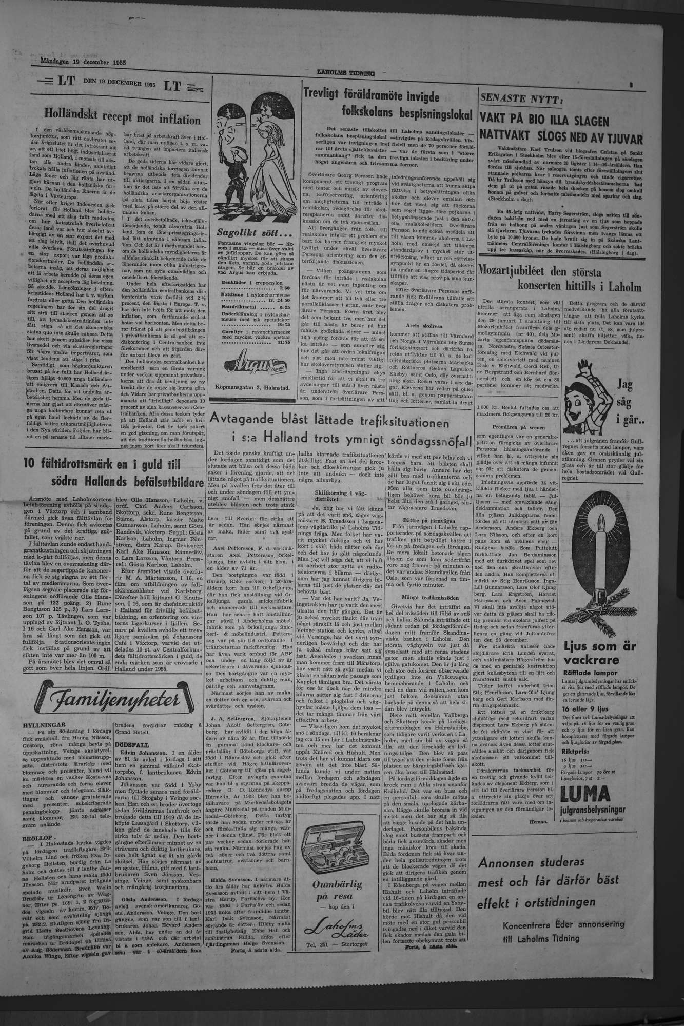 Laholms Tidning Måndag 19 december 1955, sida 3