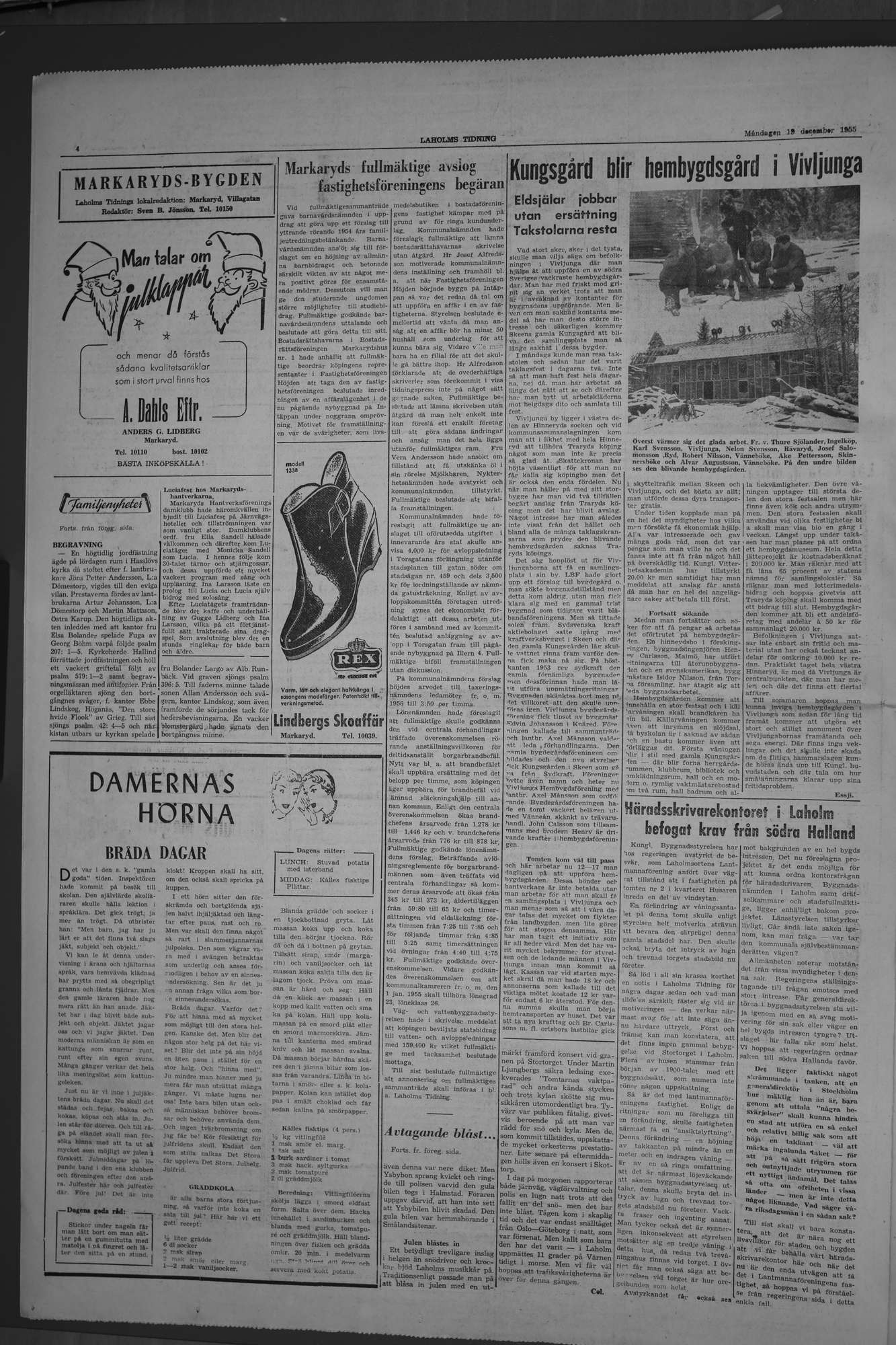 Laholms Tidning Måndag 19 december 1955, sida 4