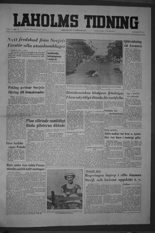 Förstasidan, Lördag 19 februari 1955