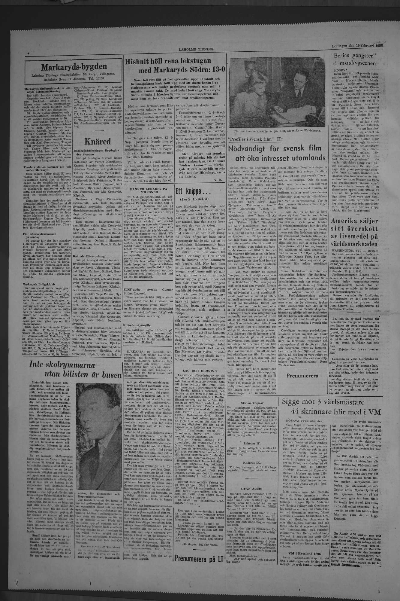 Laholms Tidning Lördag 19 februari 1955, sida 4