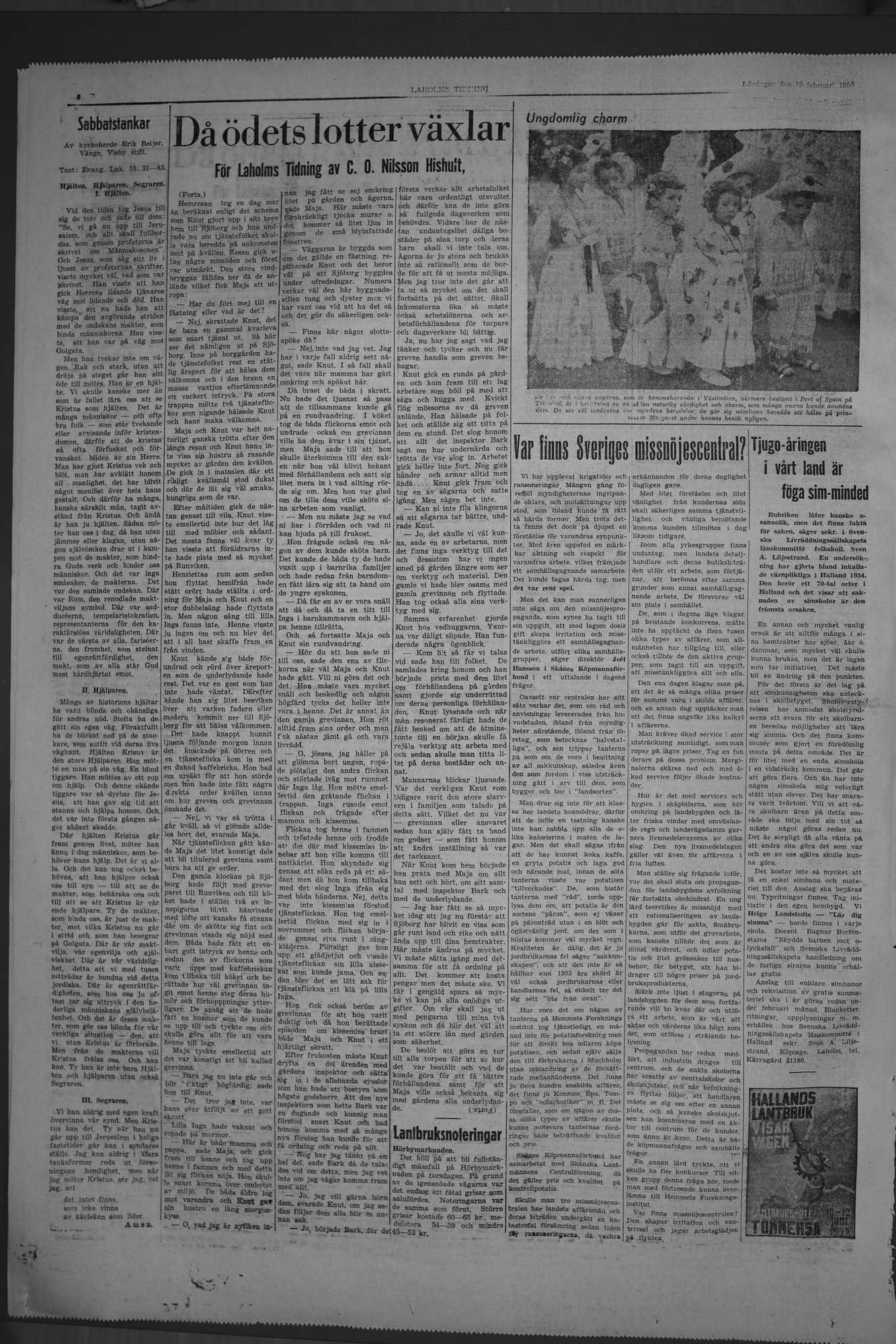 Laholms Tidning Lördag 19 februari 1955, sida 6