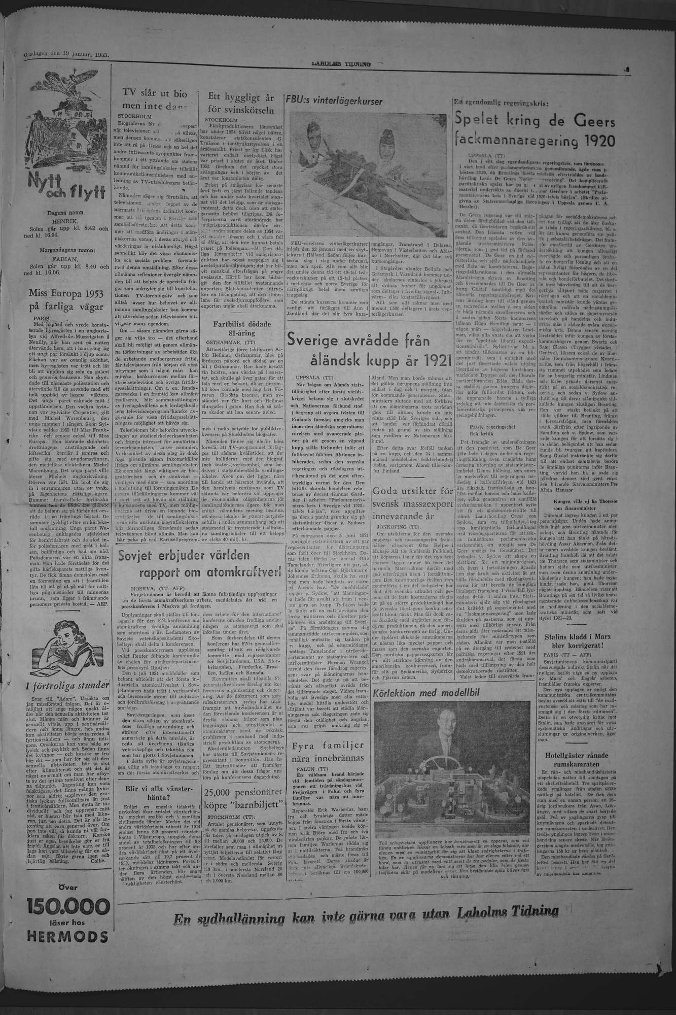 Laholms Tidning Onsdag 19 januari 1955, sida 5