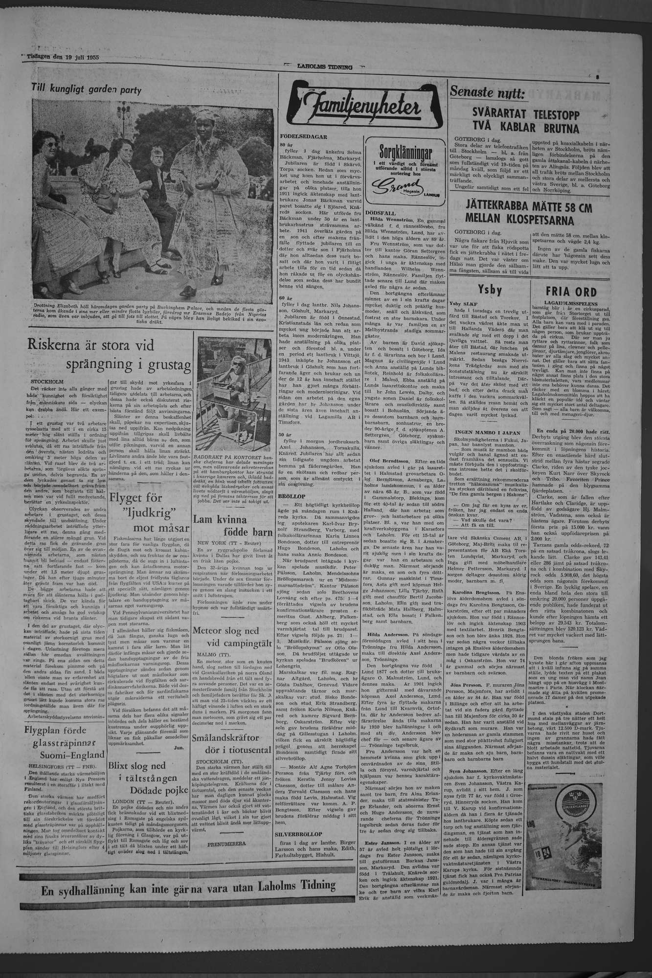Laholms Tidning Tisdag 19 juli 1955, sida 3