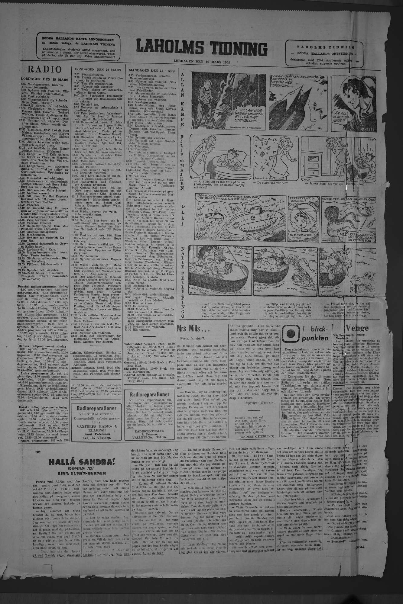 Laholms Tidning Lördag 19 mars 1955, sida 8