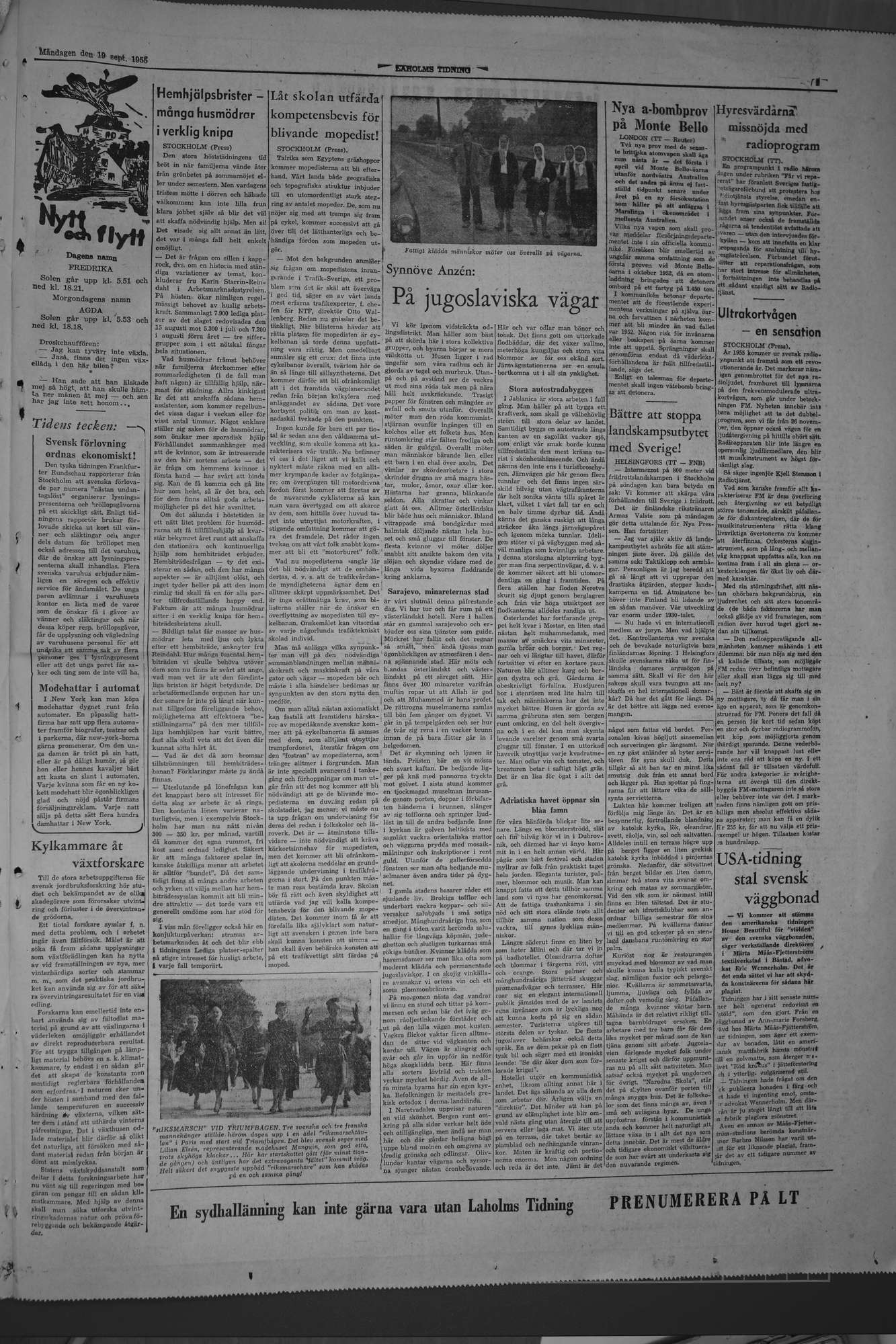 Laholms Tidning Måndag 19 september 1955, sida 7