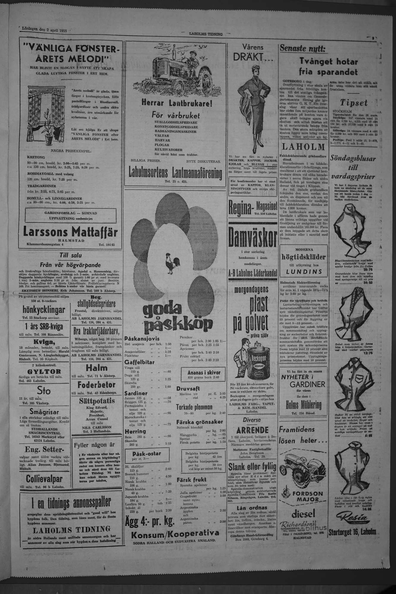Laholms Tidning Lördag 2 april 1955, sida 3
