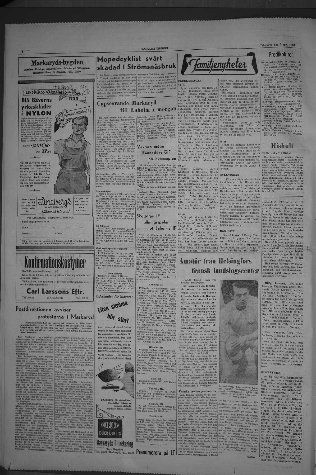 Laholms Tidning Lördag 2 april 1955, sida 4