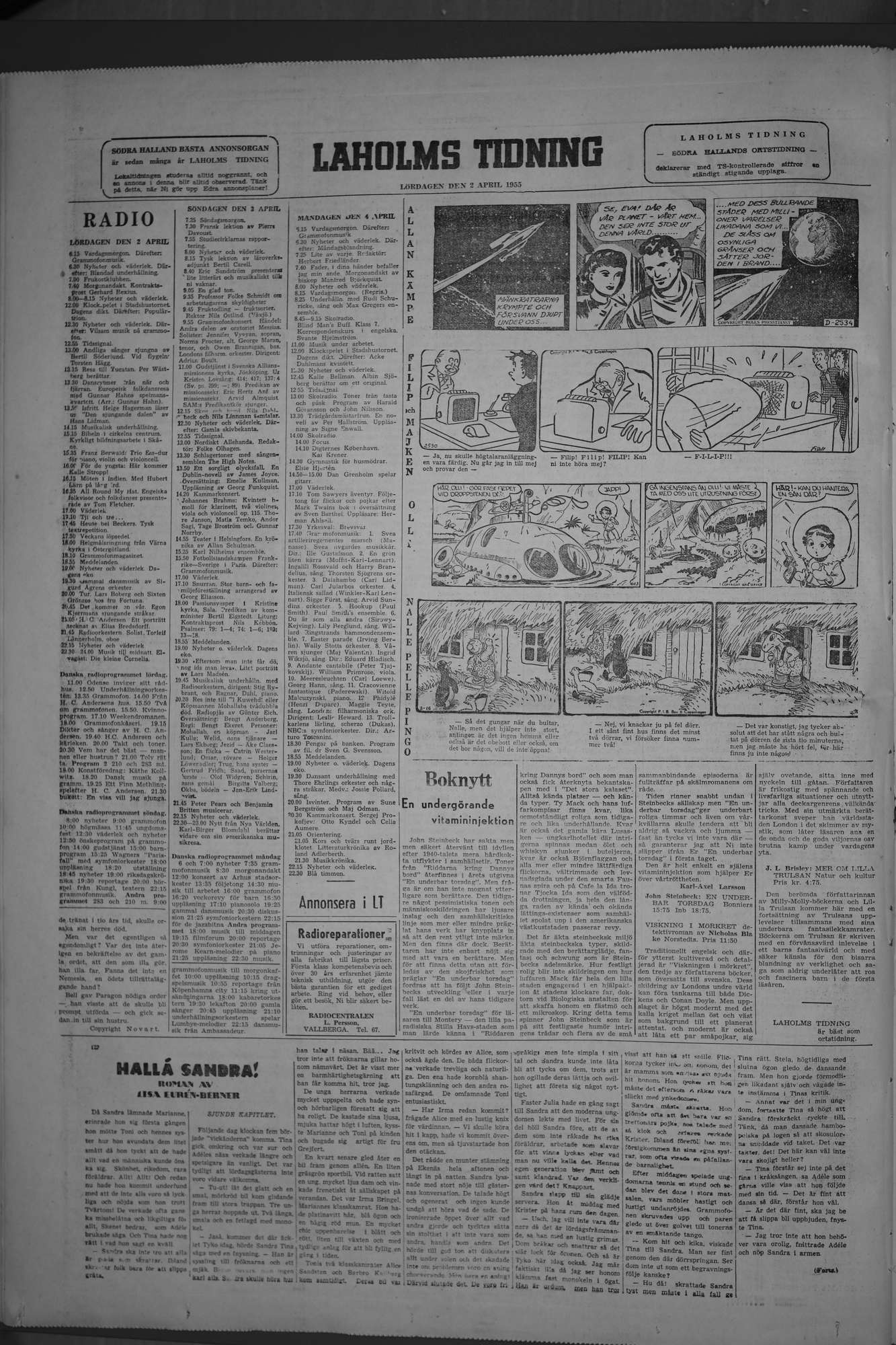 Laholms Tidning Lördag 2 april 1955, sida 8