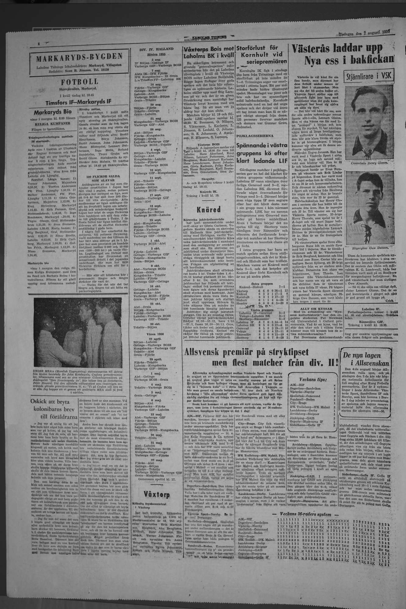 Laholms Tidning Tisdag 2 augusti 1955, sida 4