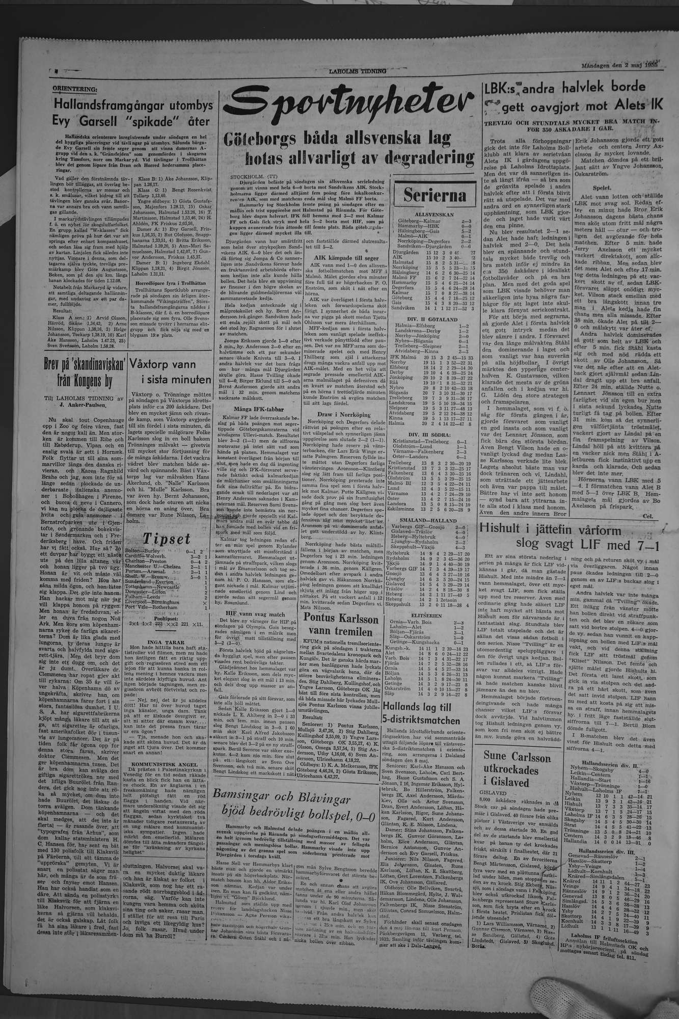 Laholms Tidning Måndag 2 maj 1955, sida 4