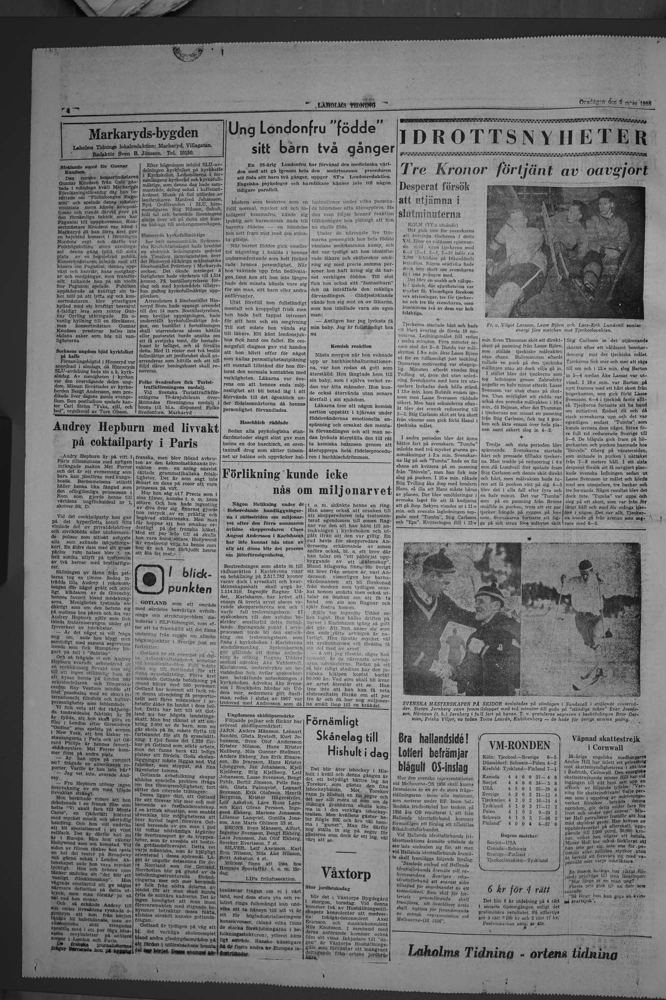 Laholms Tidning Onsdag 2 mars 1955, sida 4