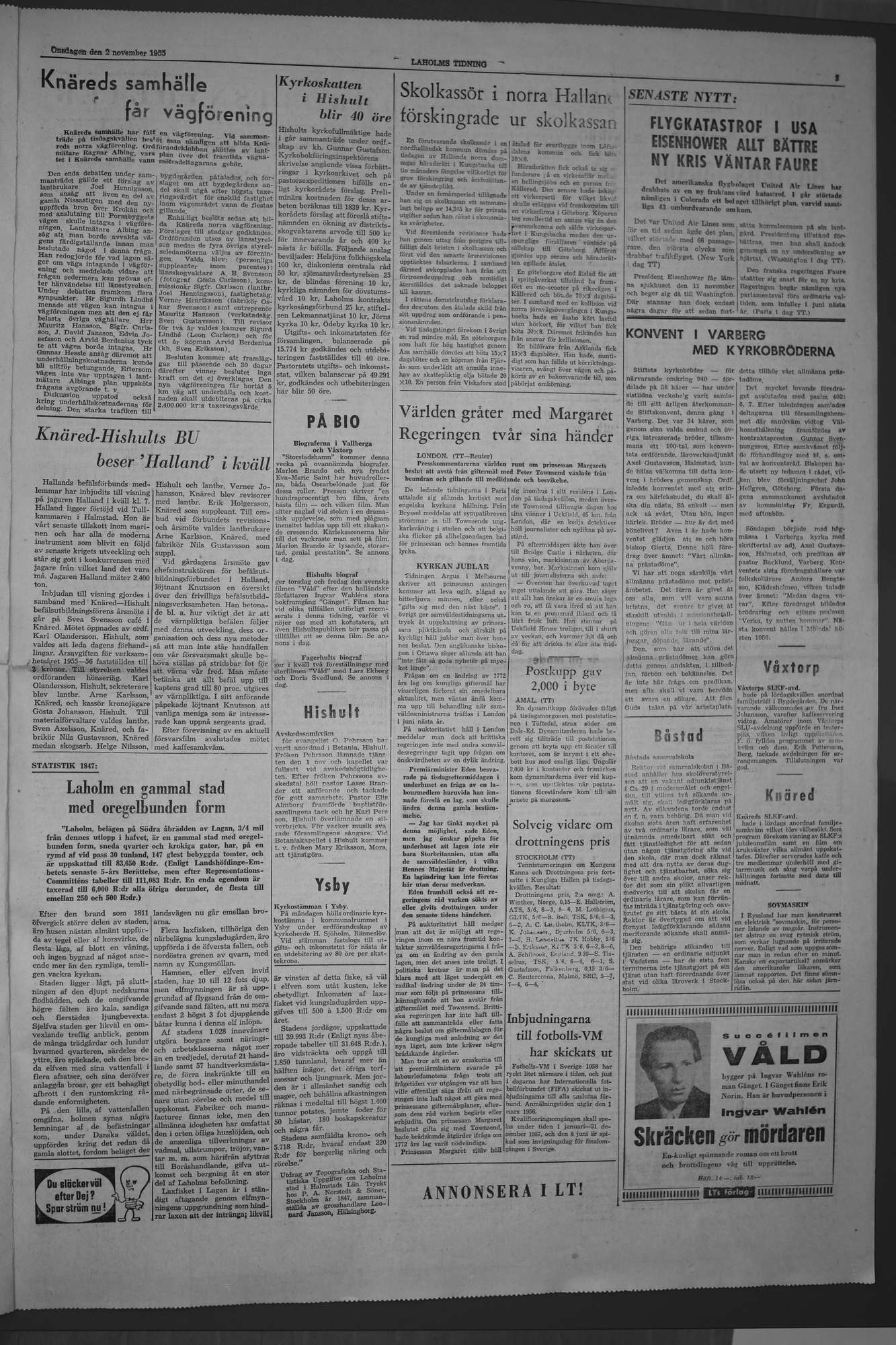 Laholms Tidning Onsdag 2 november 1955, sida 3