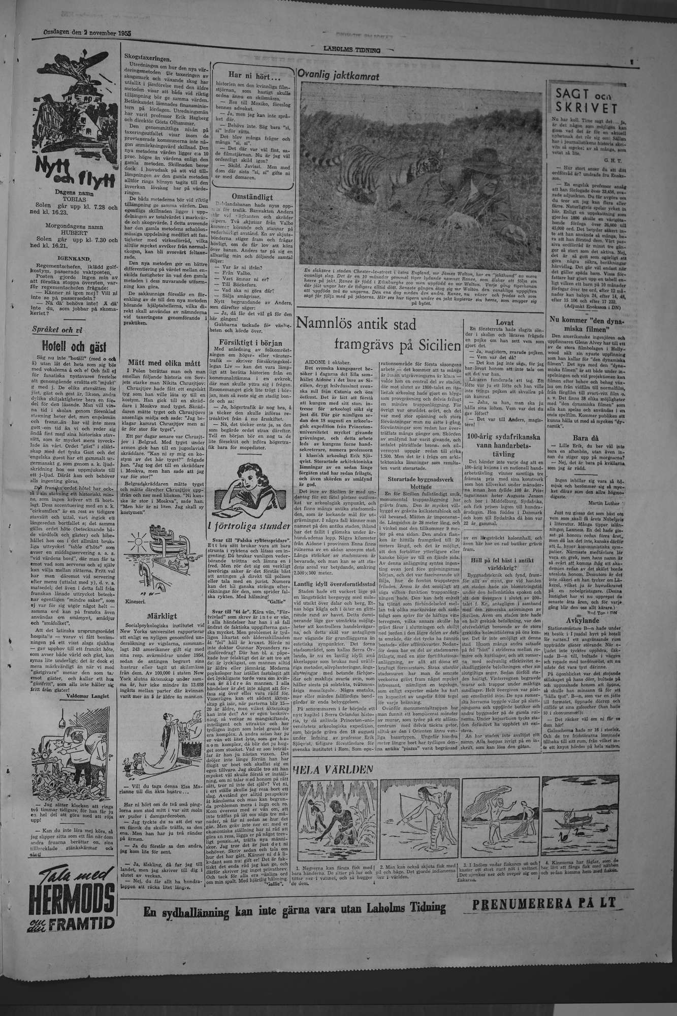 Laholms Tidning Onsdag 2 november 1955, sida 7