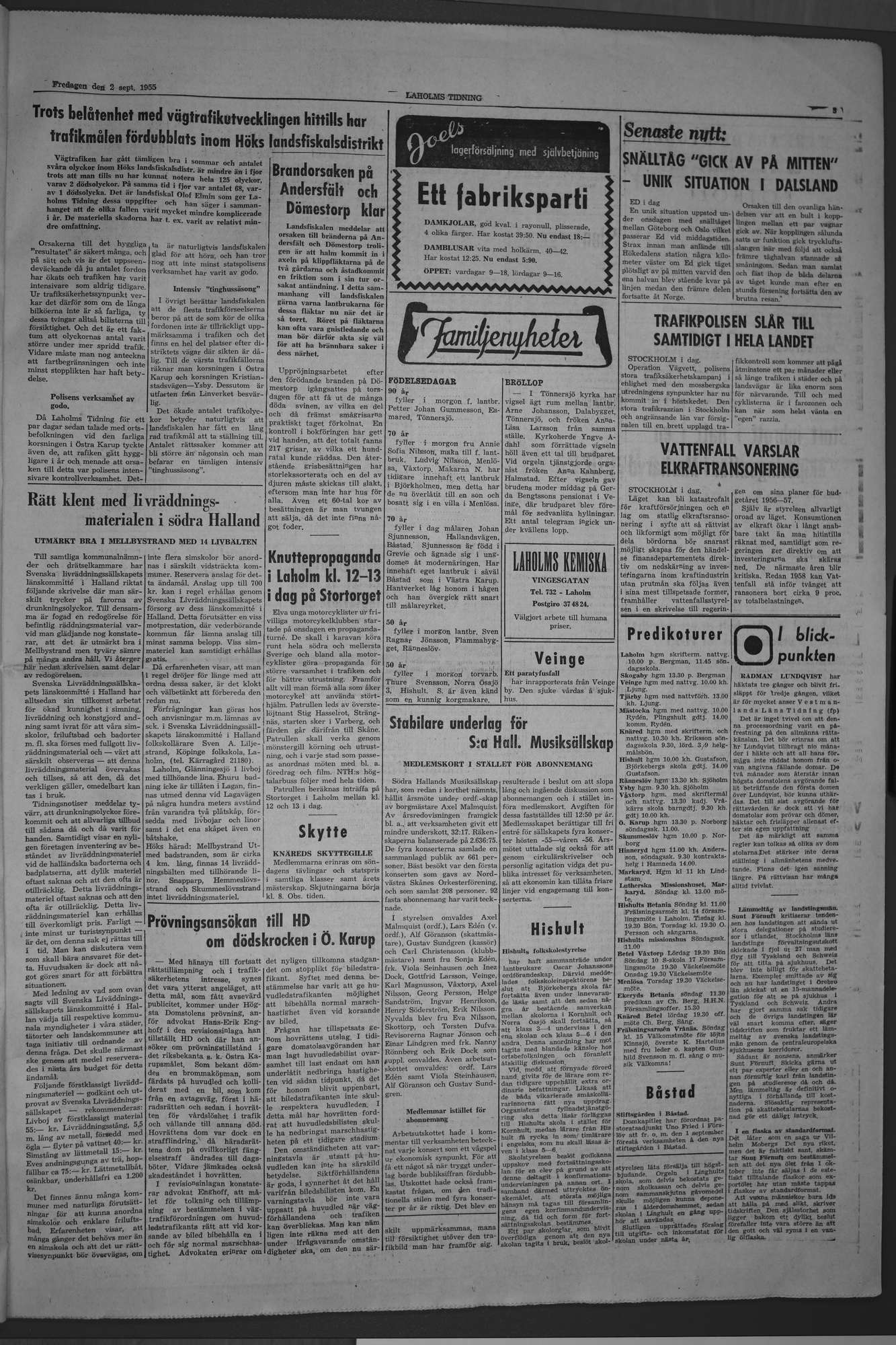 Laholms Tidning Fredag 2 september 1955, sida 3