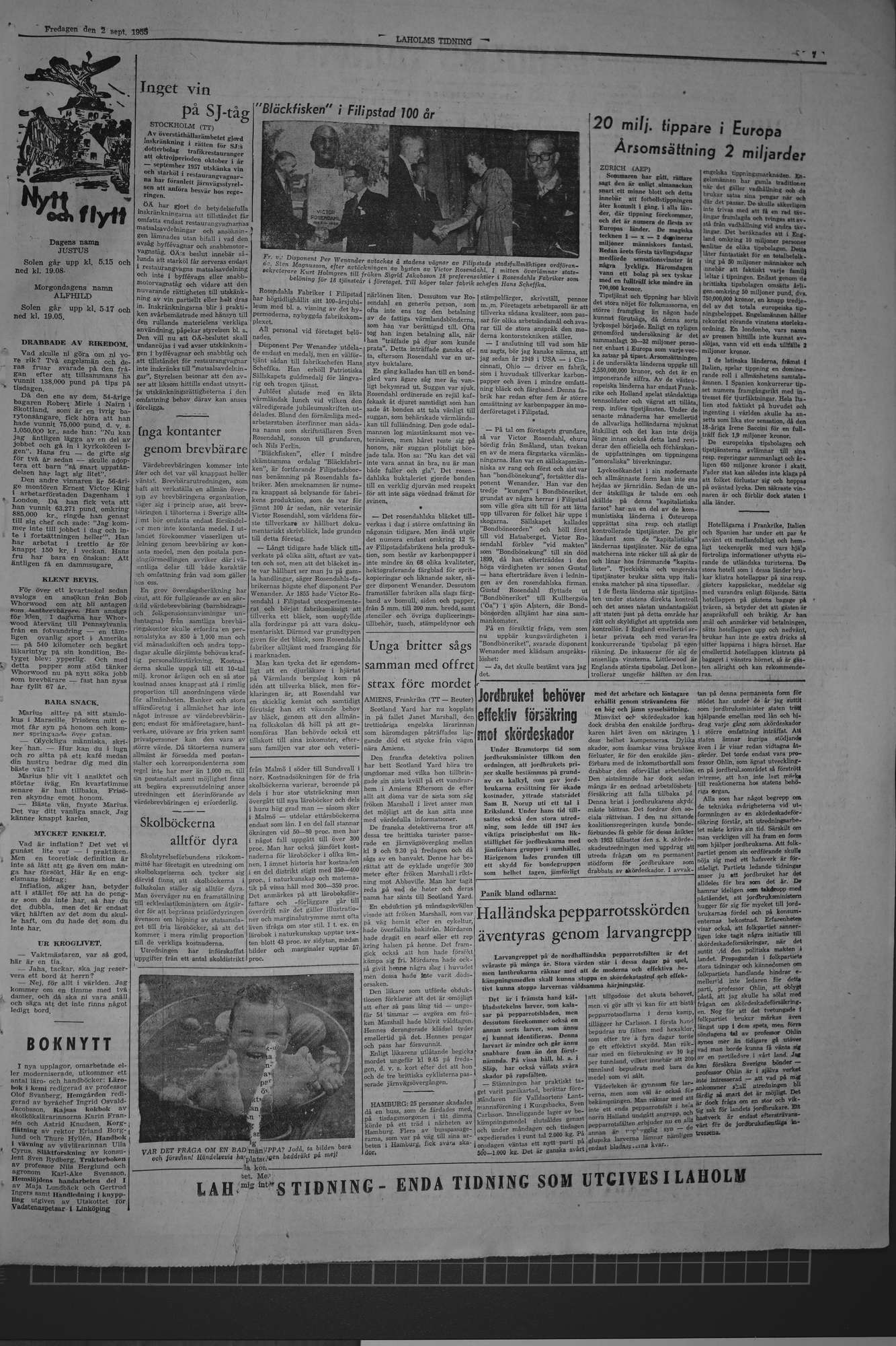 Laholms Tidning Fredag 2 september 1955, sida 7