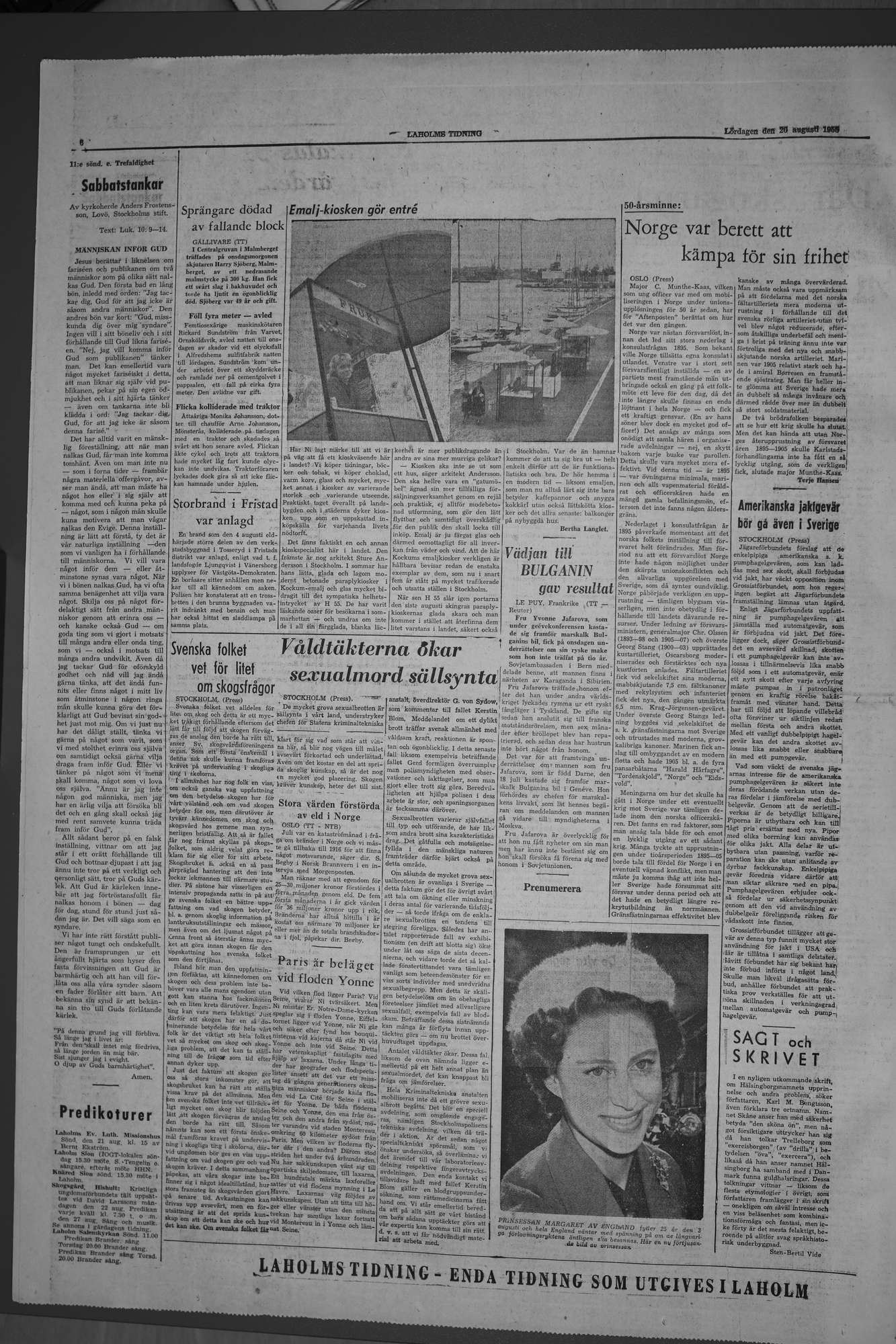 Laholms Tidning Lördag 20 augusti 1955, sida 6