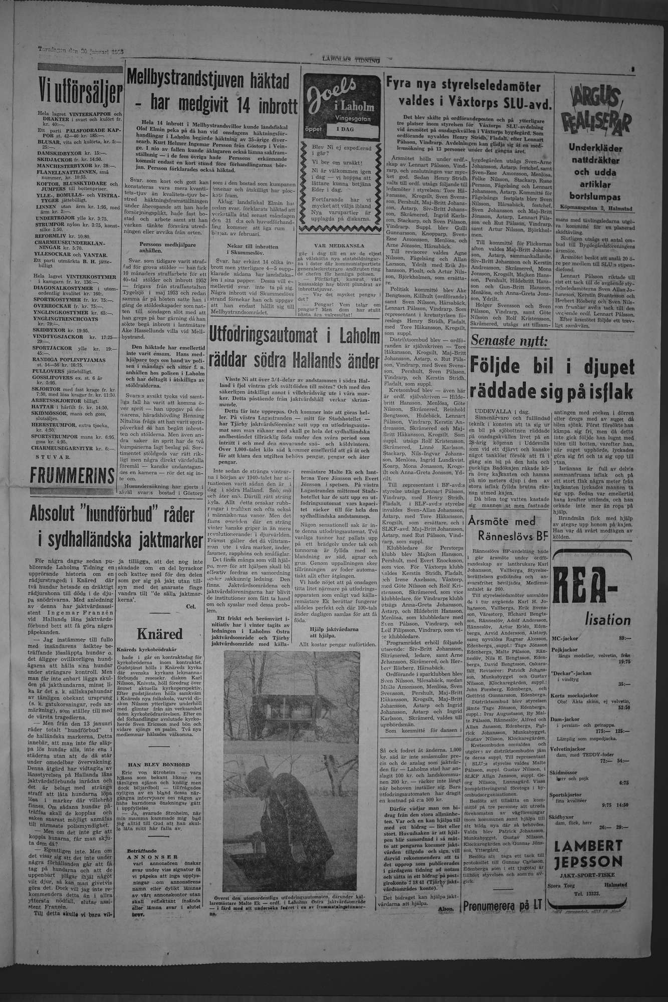 Laholms Tidning Torsdag 20 januari 1955, sida 3