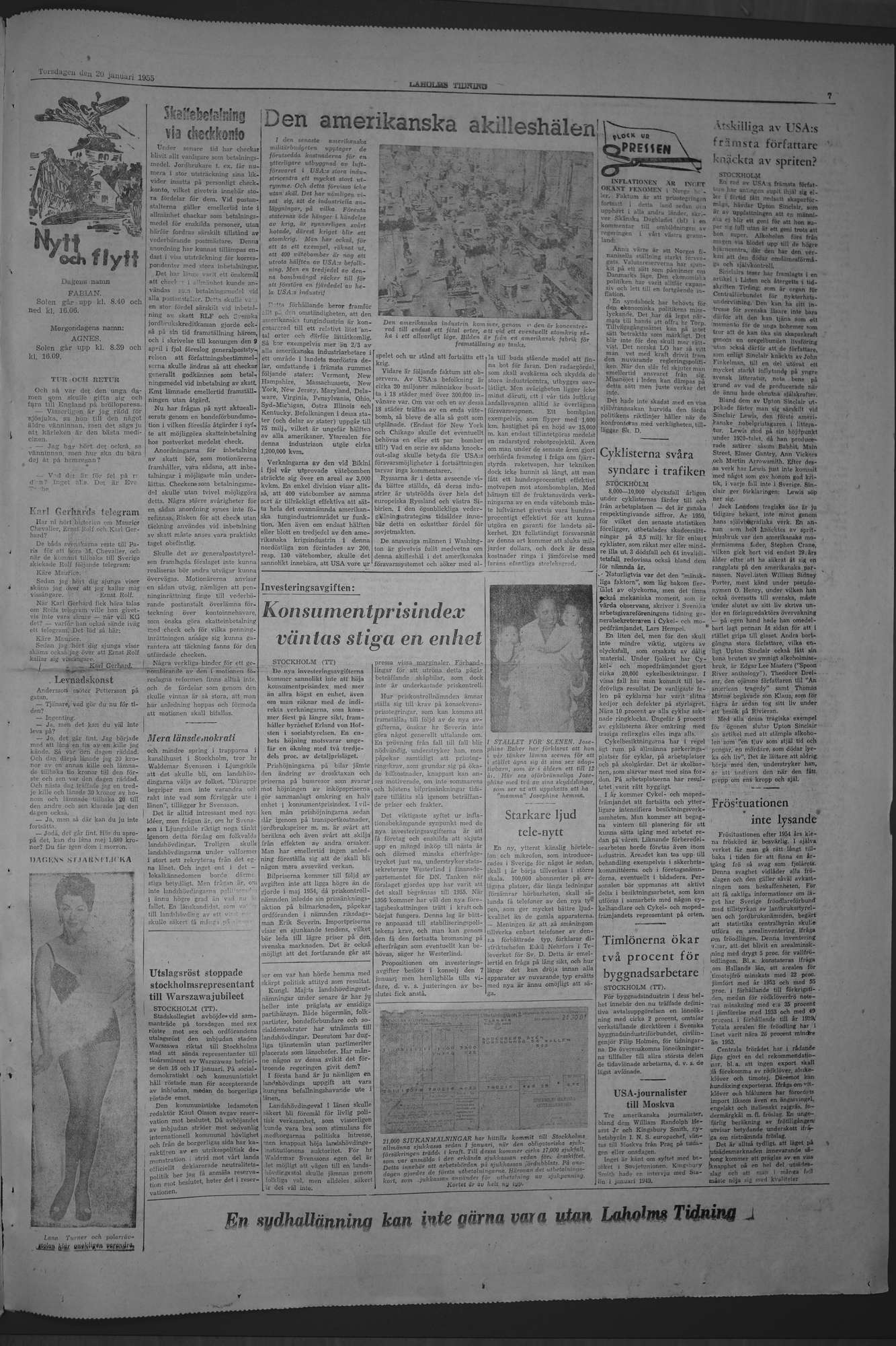 Laholms Tidning Torsdag 20 januari 1955, sida 7