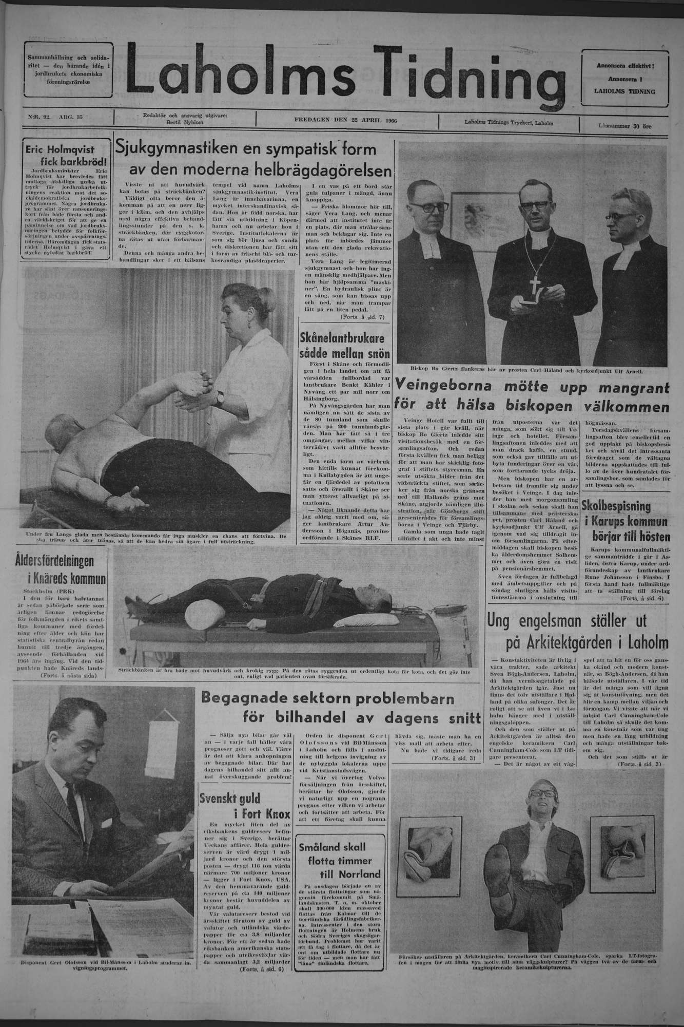 Laholms Tidning Fredag 22 april 1966, sida 1