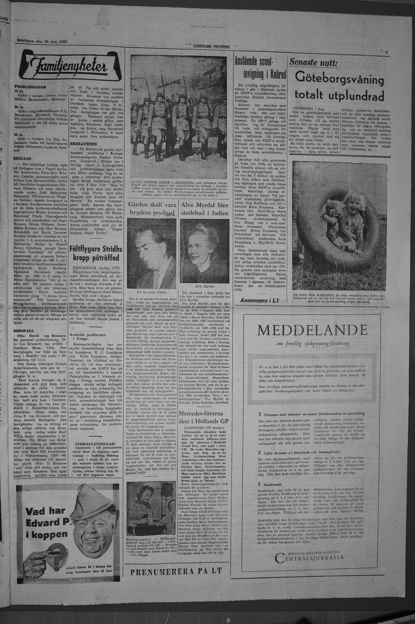 Laholms Tidning Måndag 20 juni 1955, sida 3