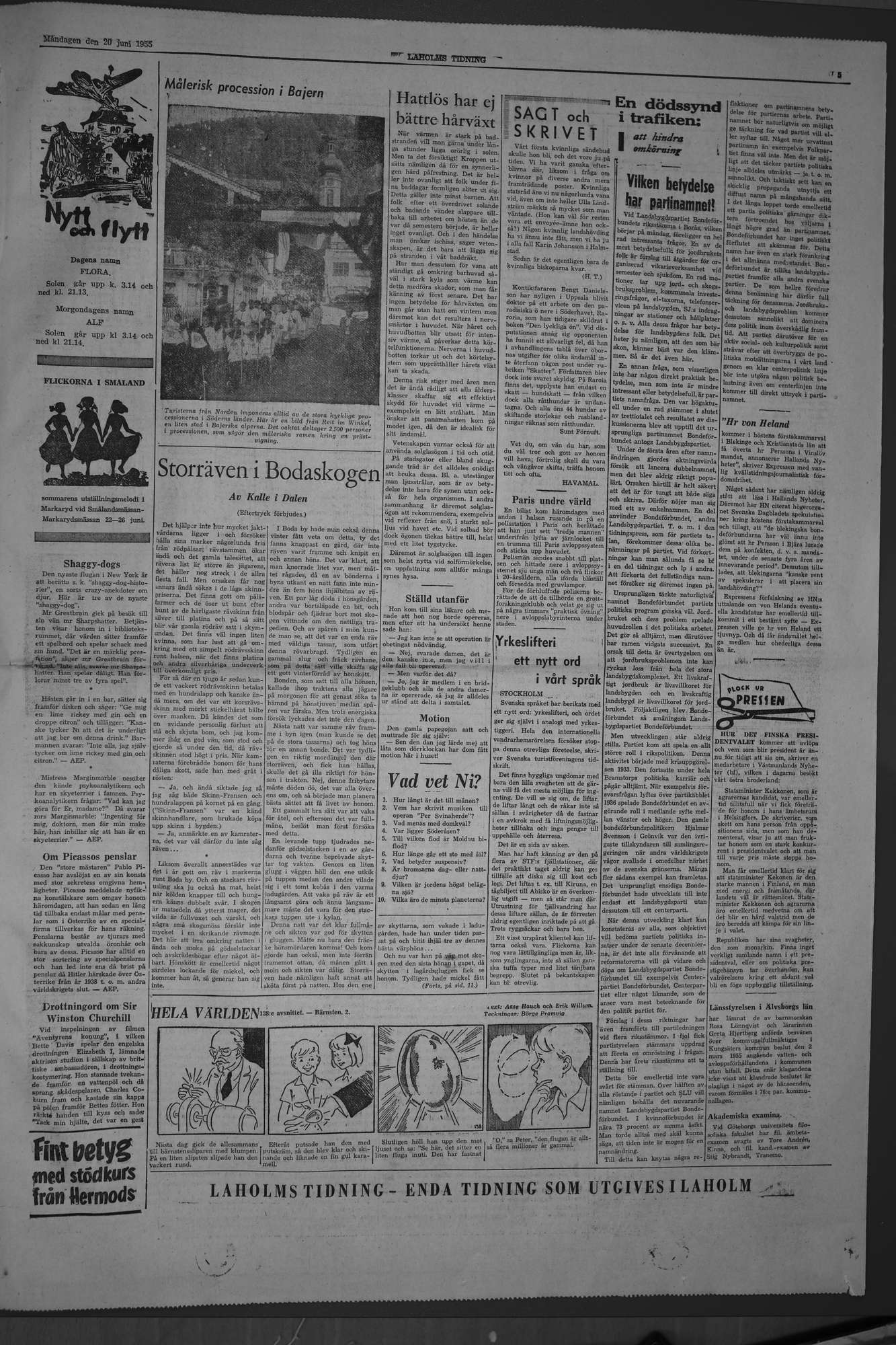 Laholms Tidning Måndag 20 juni 1955, sida 5