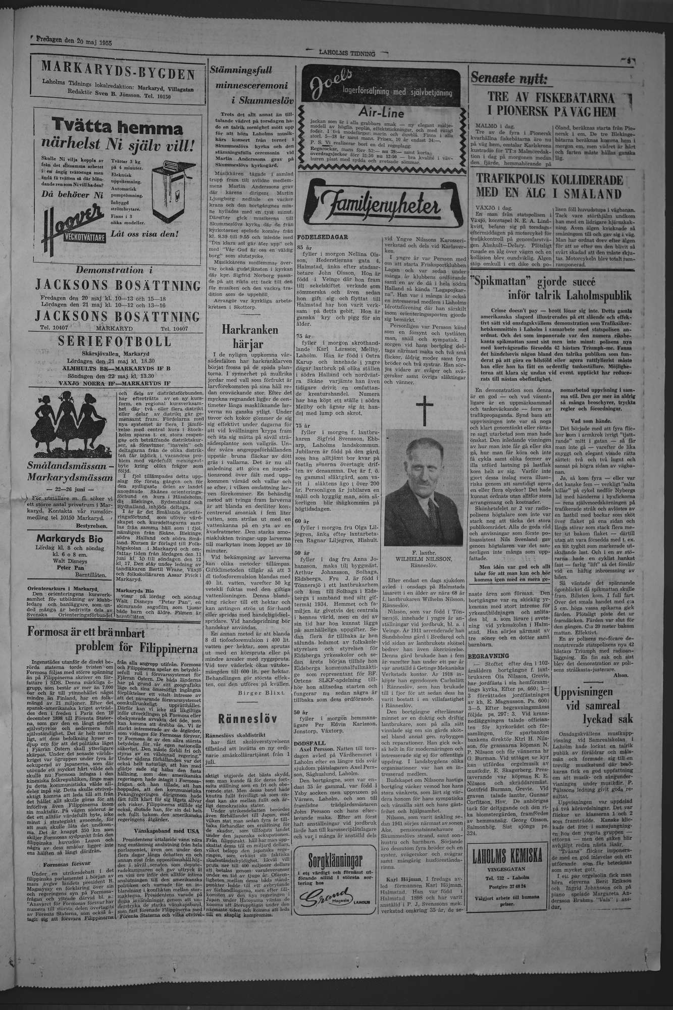 Laholms Tidning Fredag 20 maj 1955, sida 3