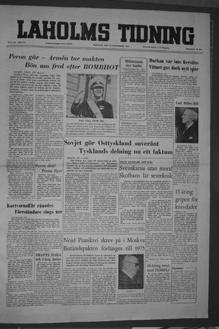 Förstasidan, Tisdag 20 september 1955