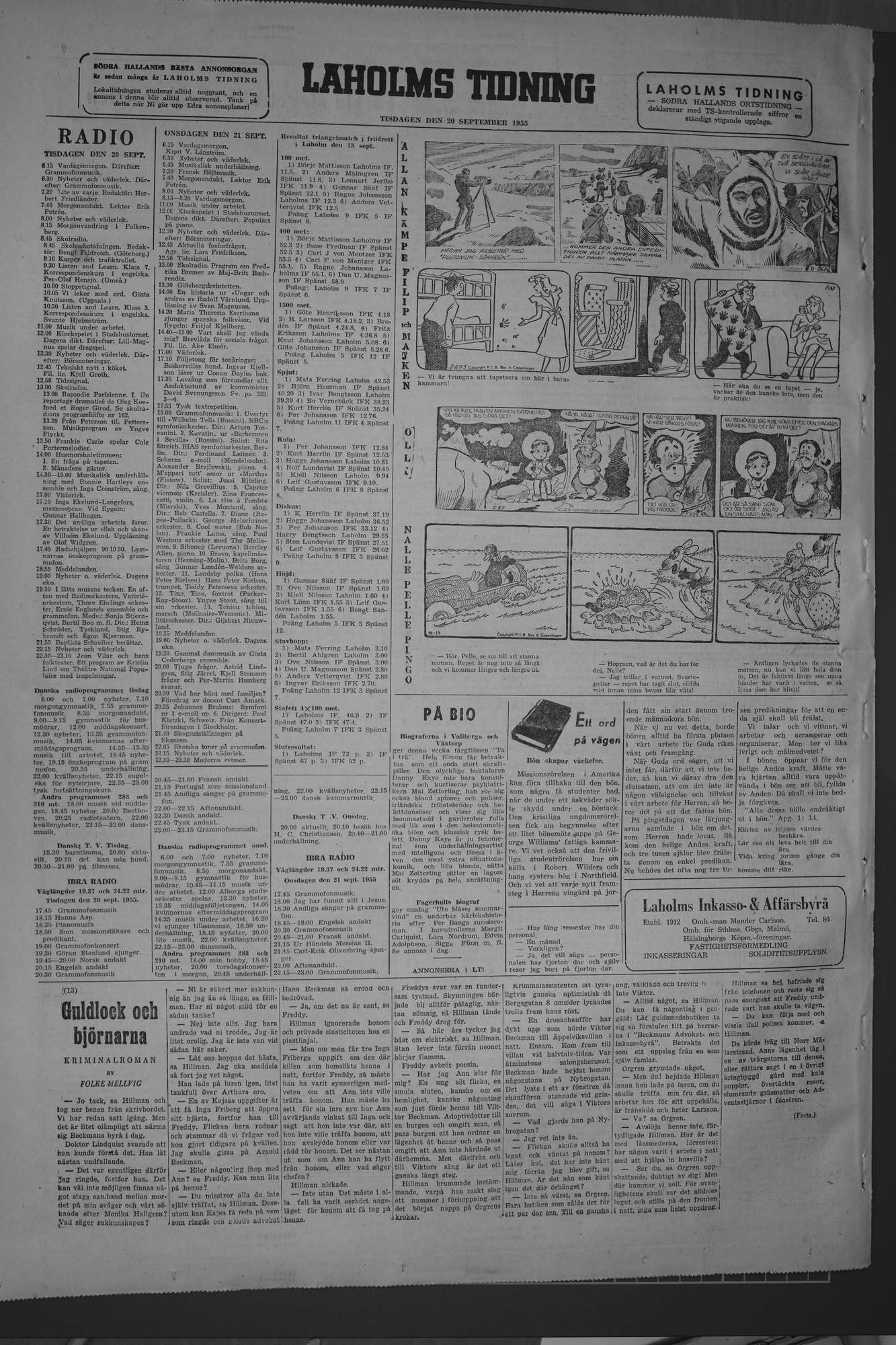 Laholms Tidning Tisdag 20 september 1955, sida 8