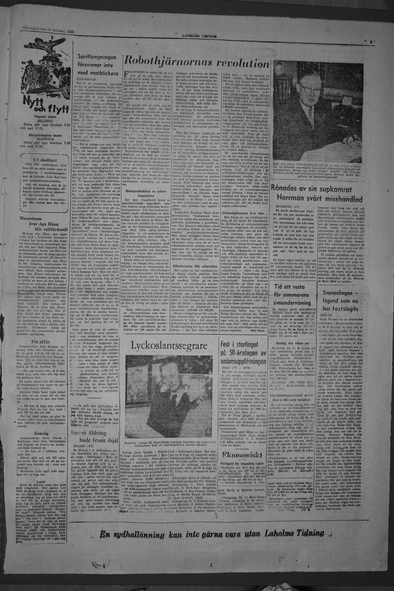 Laholms Tidning Måndag 21 februari 1955, sida 5