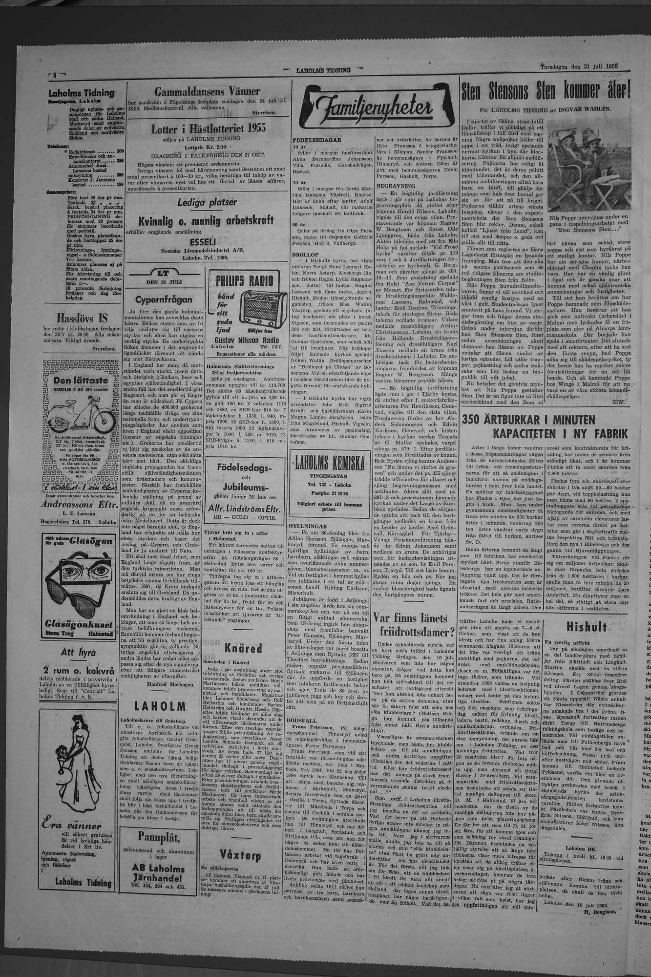 Laholms Tidning Torsdag 21 juli 1955, sida 2