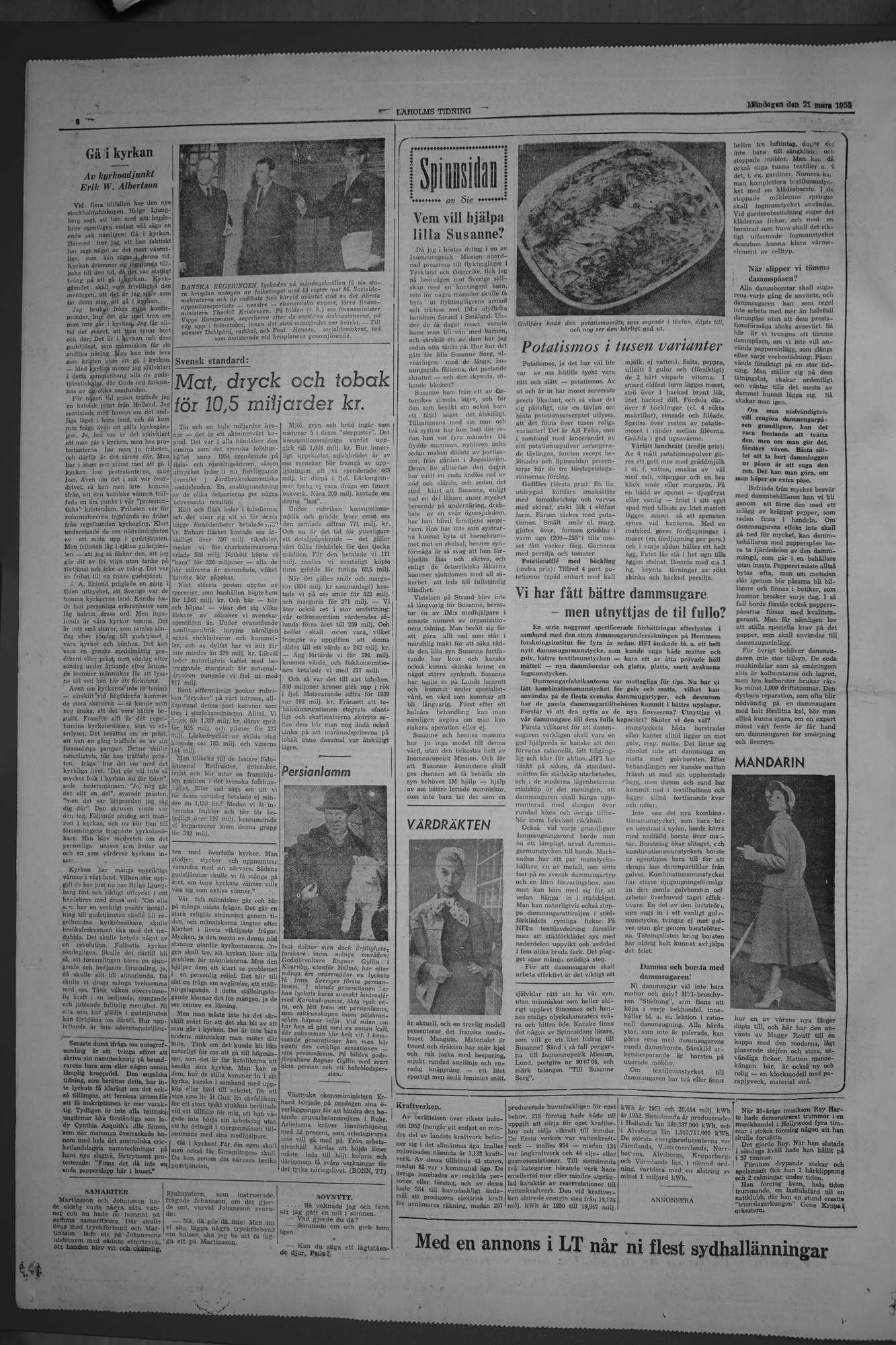 Laholms Tidning Måndag 21 mars 1955, sida 6