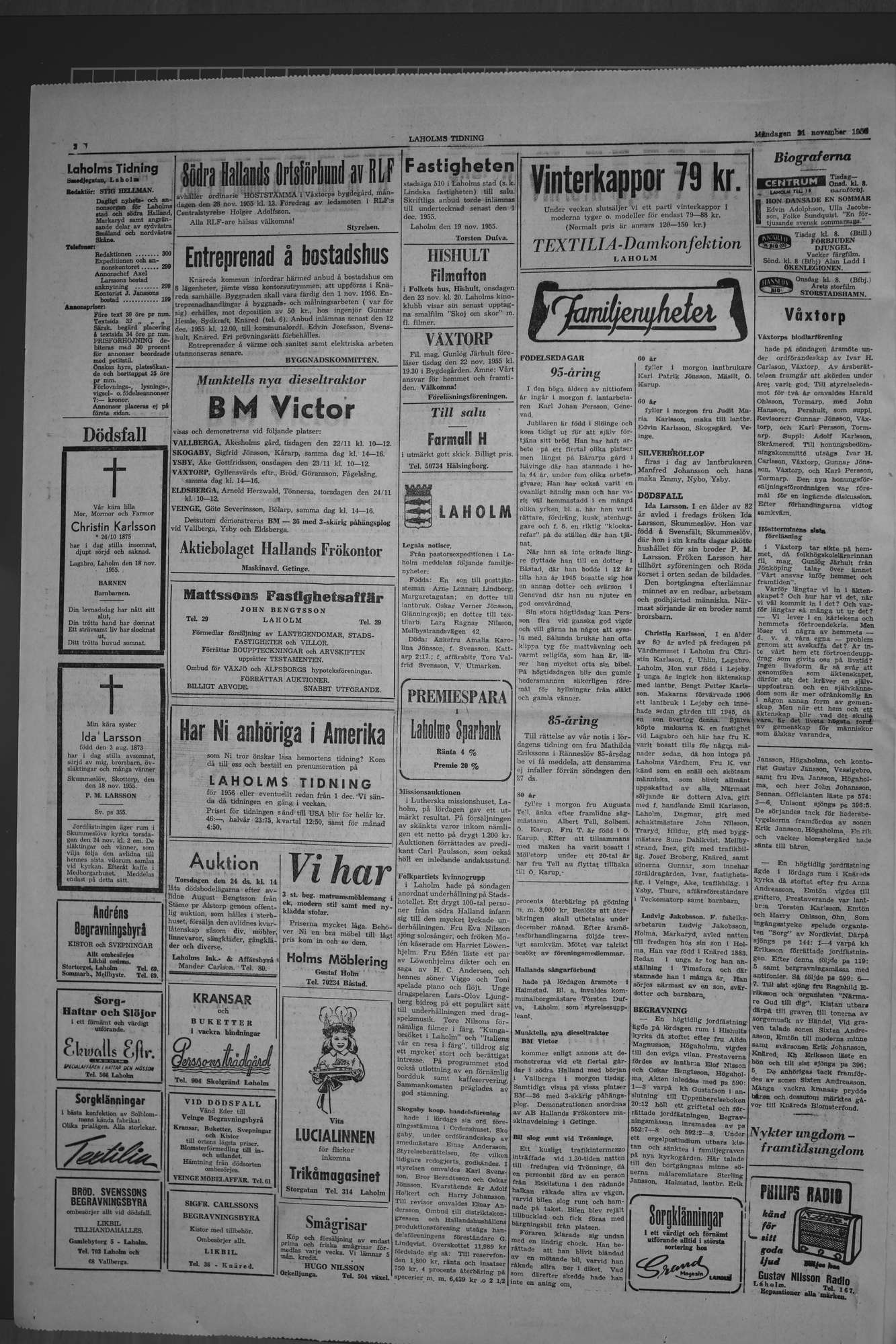 Laholms Tidning Måndag 21 november 1955, sida 2