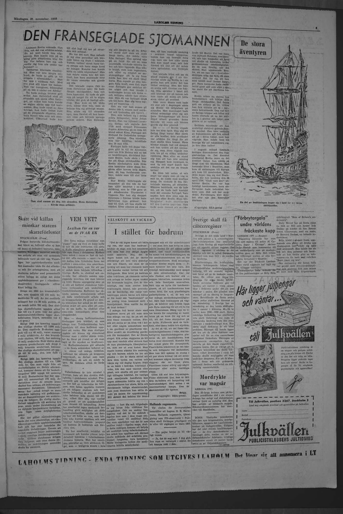 Laholms Tidning Måndag 21 november 1955, sida 5