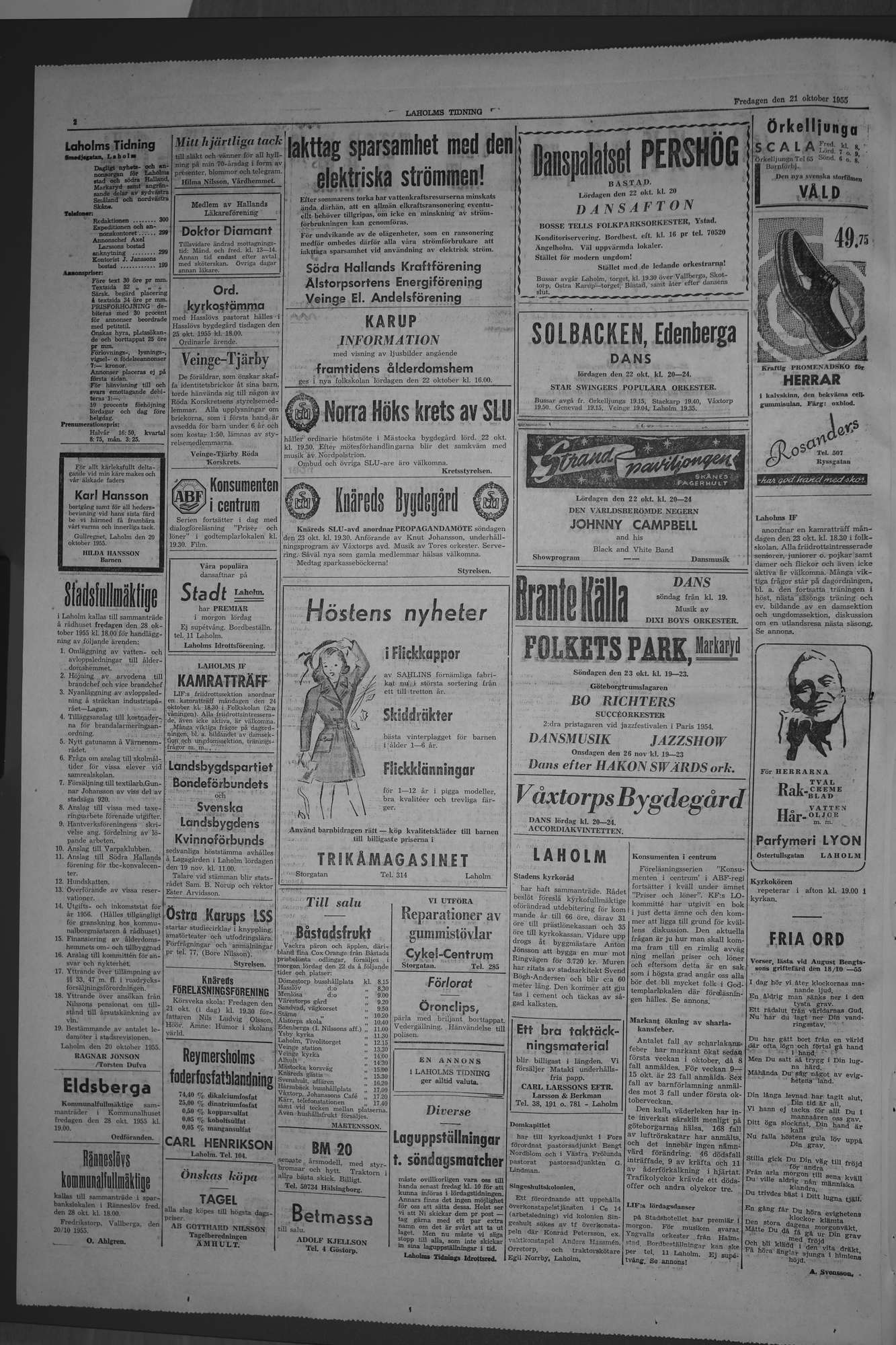 Laholms Tidning Fredag 21 oktober 1955, sida 2