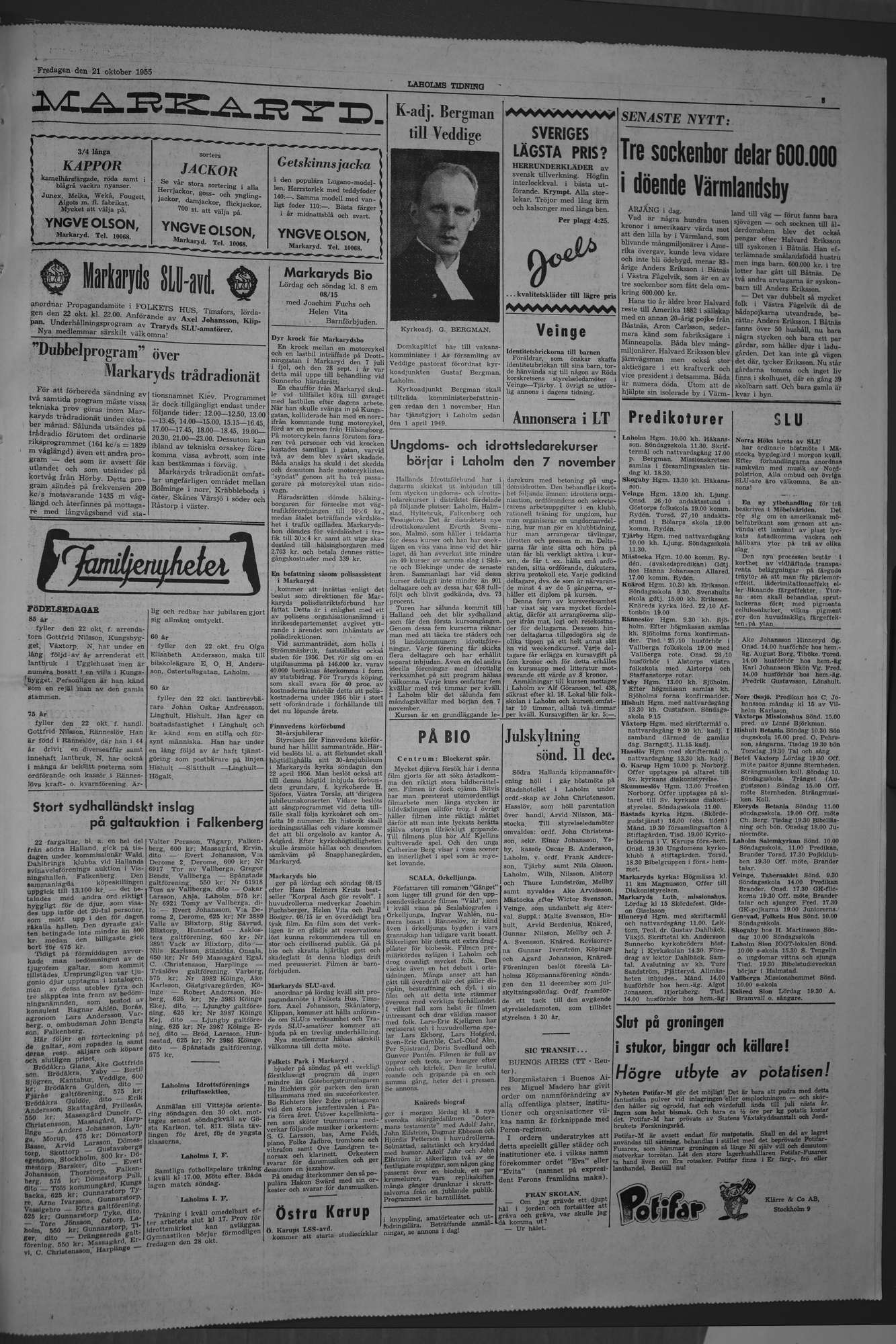 Laholms Tidning Fredag 21 oktober 1955, sida 3