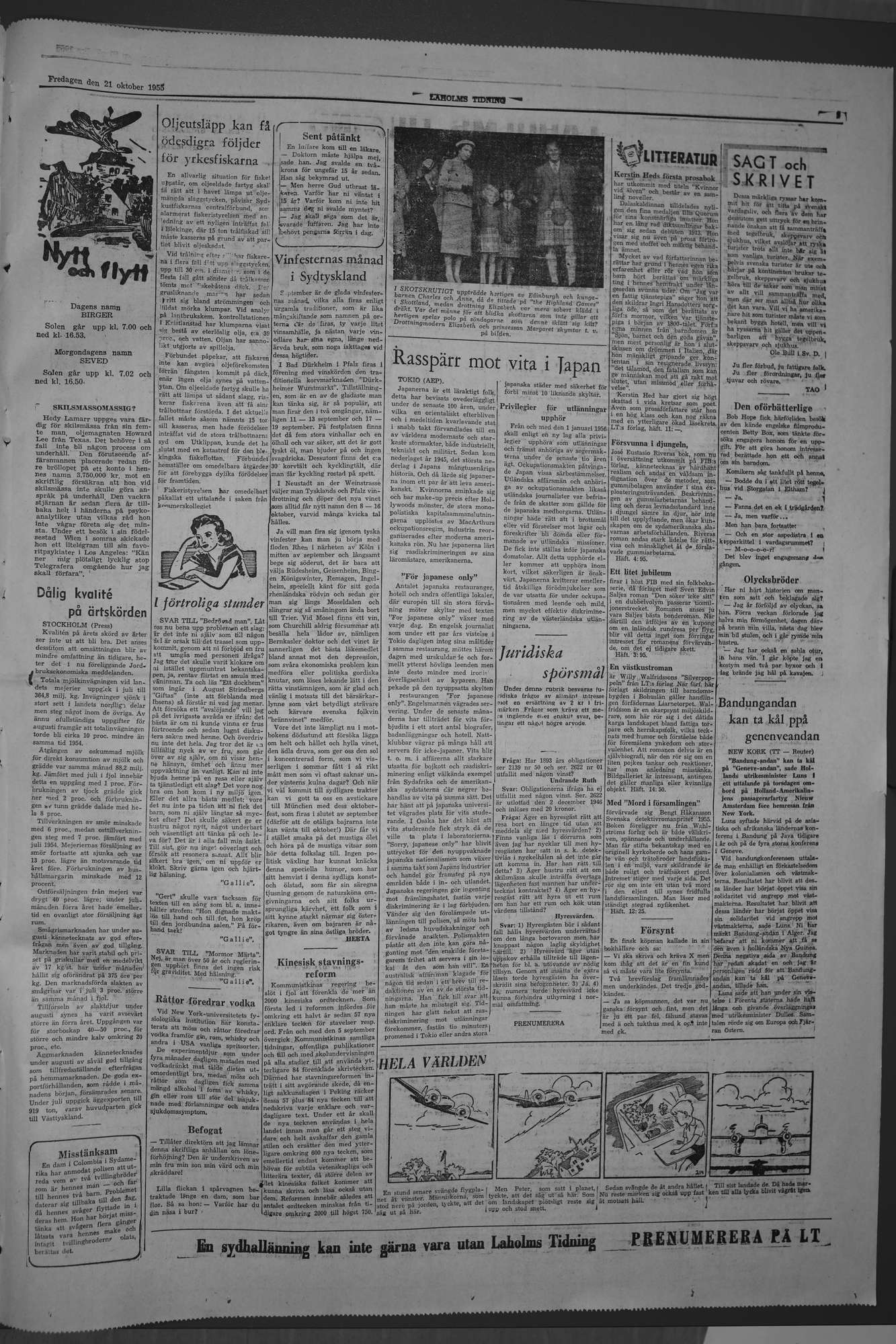 Laholms Tidning Fredag 21 oktober 1955, sida 5