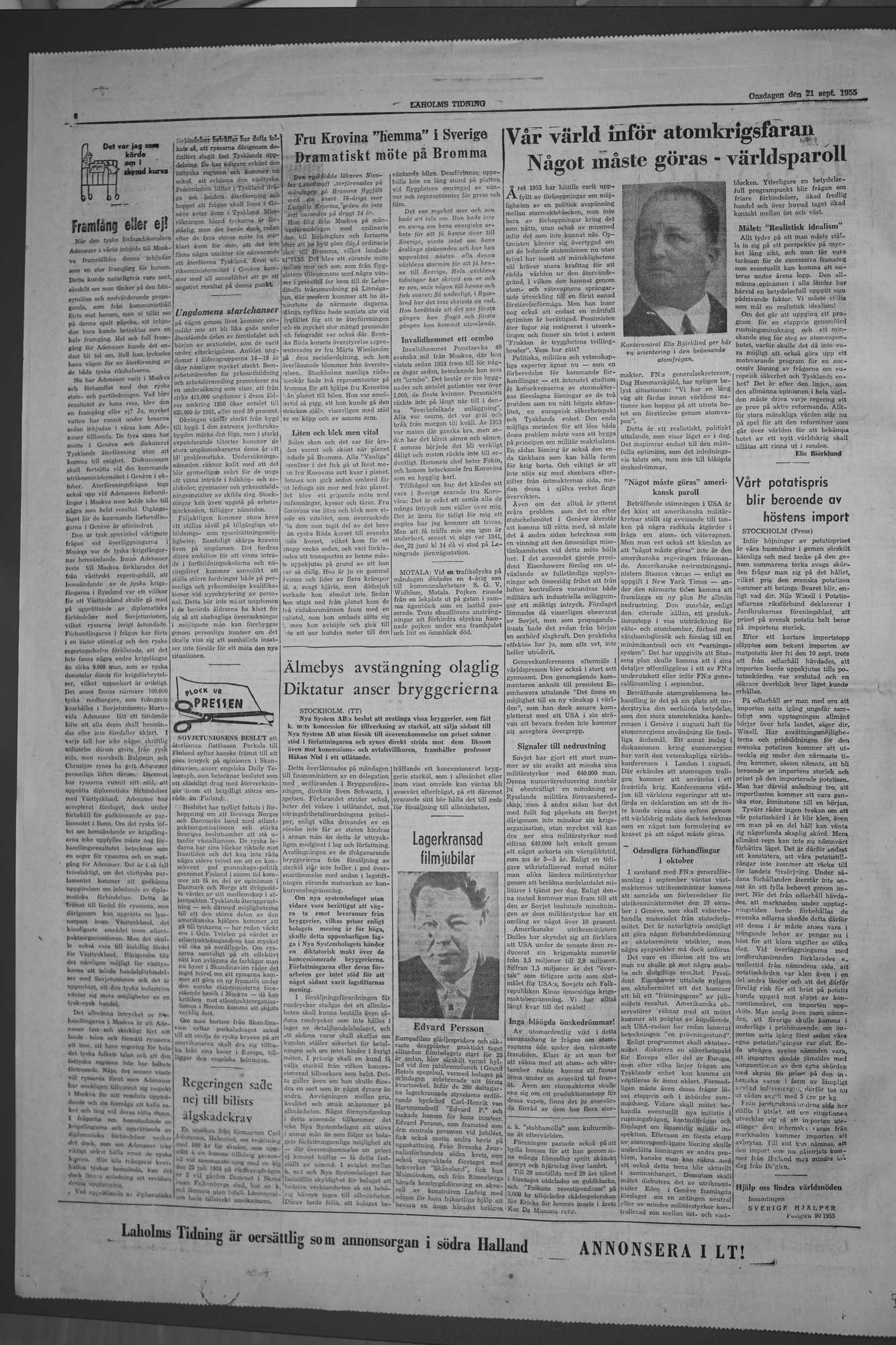 Laholms Tidning Onsdag 21 september 1955, sida 6