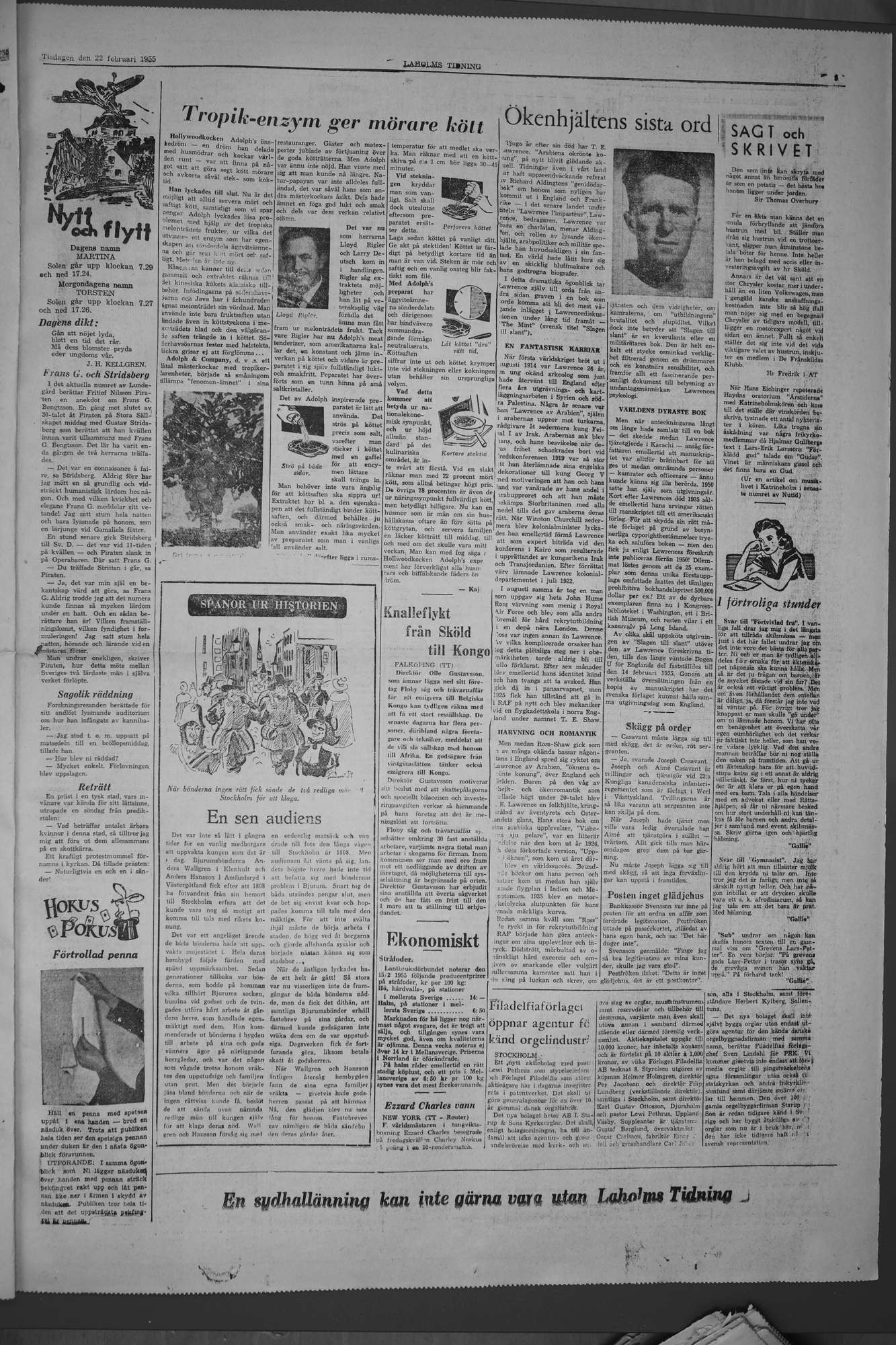 Laholms Tidning Tisdag 22 februari 1955, sida 5